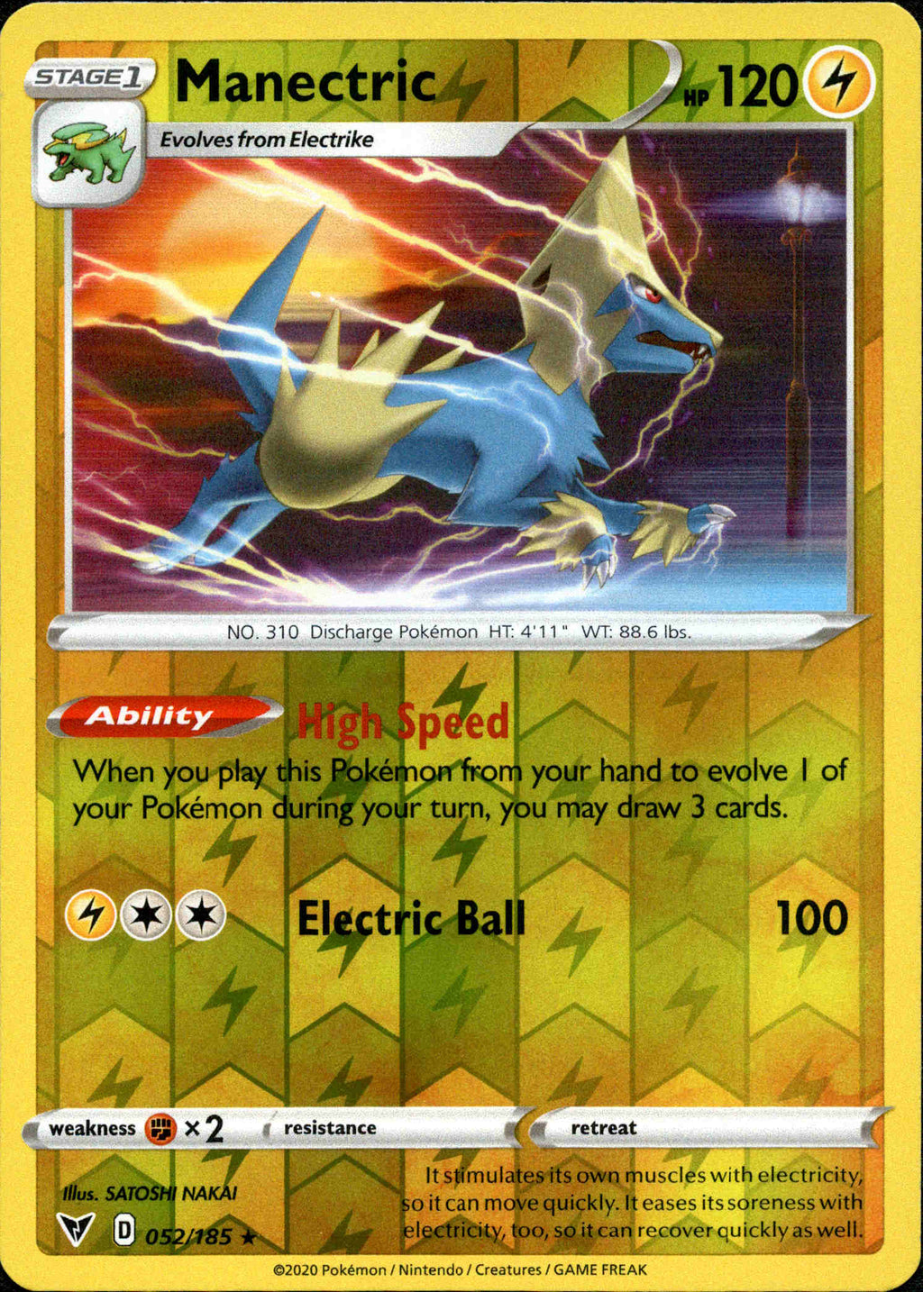 Manectric 052/185 Vivid Voltage Reverse Holo Card Cavern