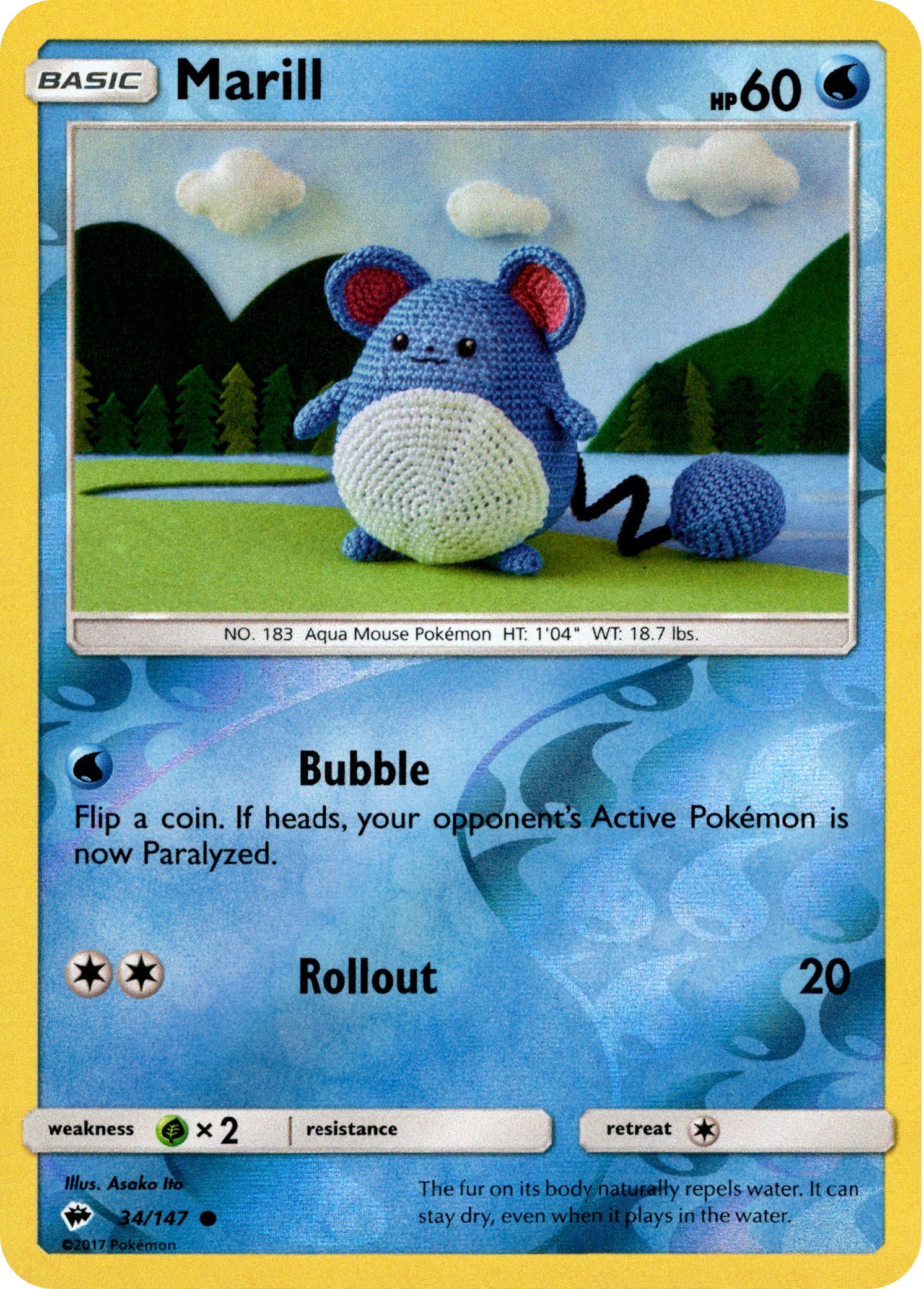 Marill - 34/147 - Burning Shadows - Reverse Holo - Card Cavern