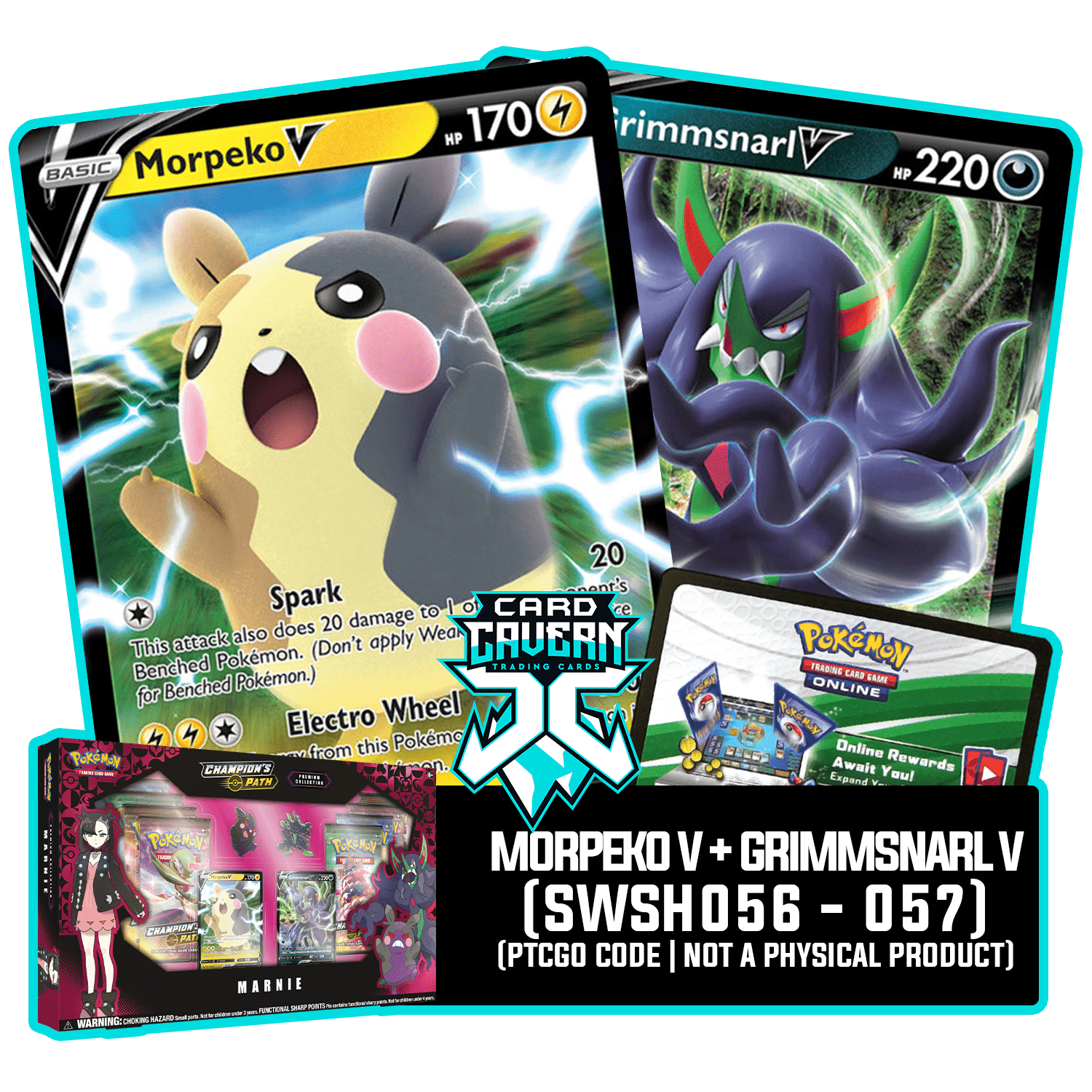 Morpeko V SWSH056 & Grimmsnarl V SWSH057- PTCGO Code - Card Cavern