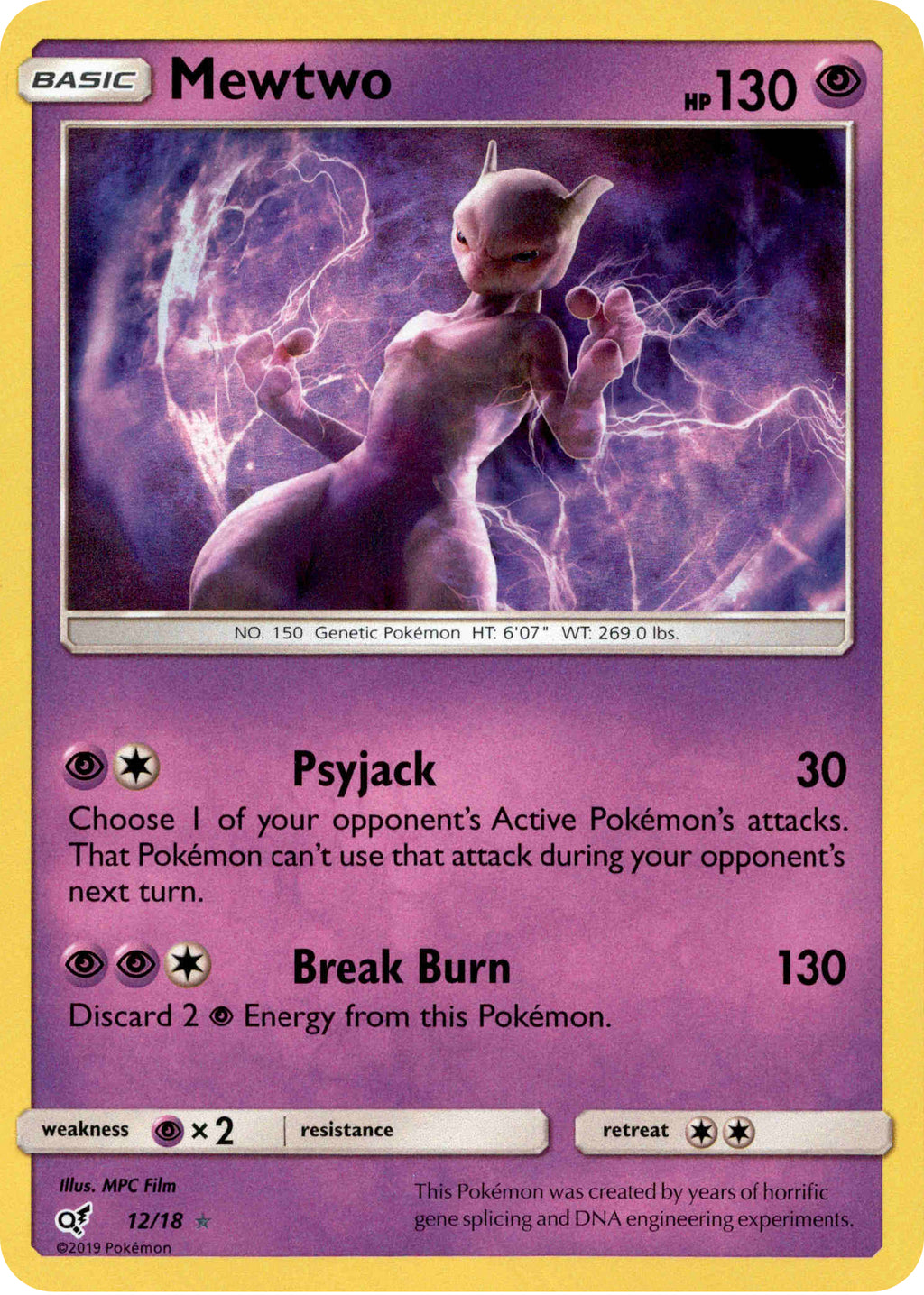 Mewtwo - 12/18 - Detective Pikachu - Holo  Card Cavern Trading Cards, LLC