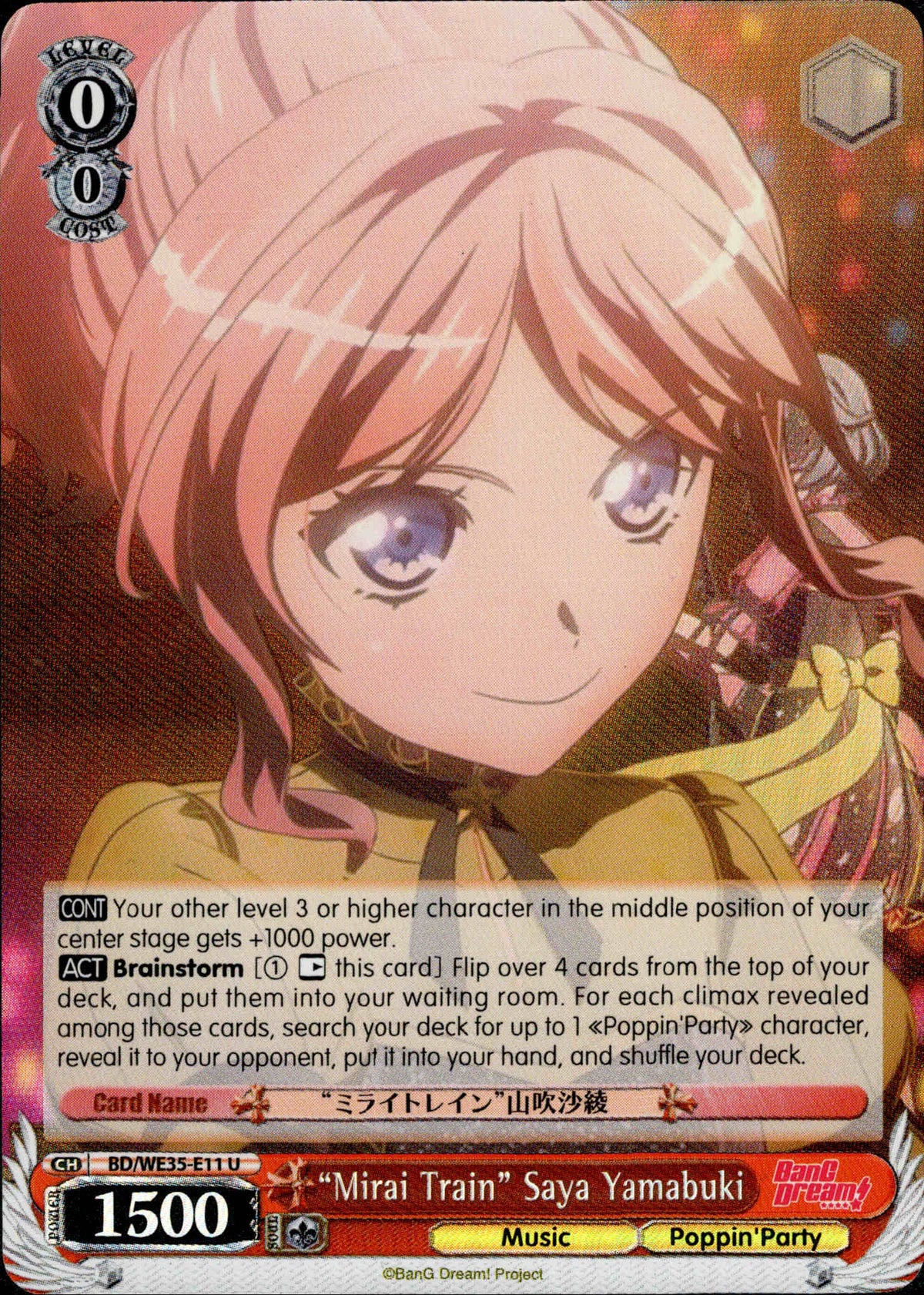 "Mirai Train" Saya Yamabuki - BD/WE35-E11 - Poppin’Party x Roselia - Parallel - Card Cavern