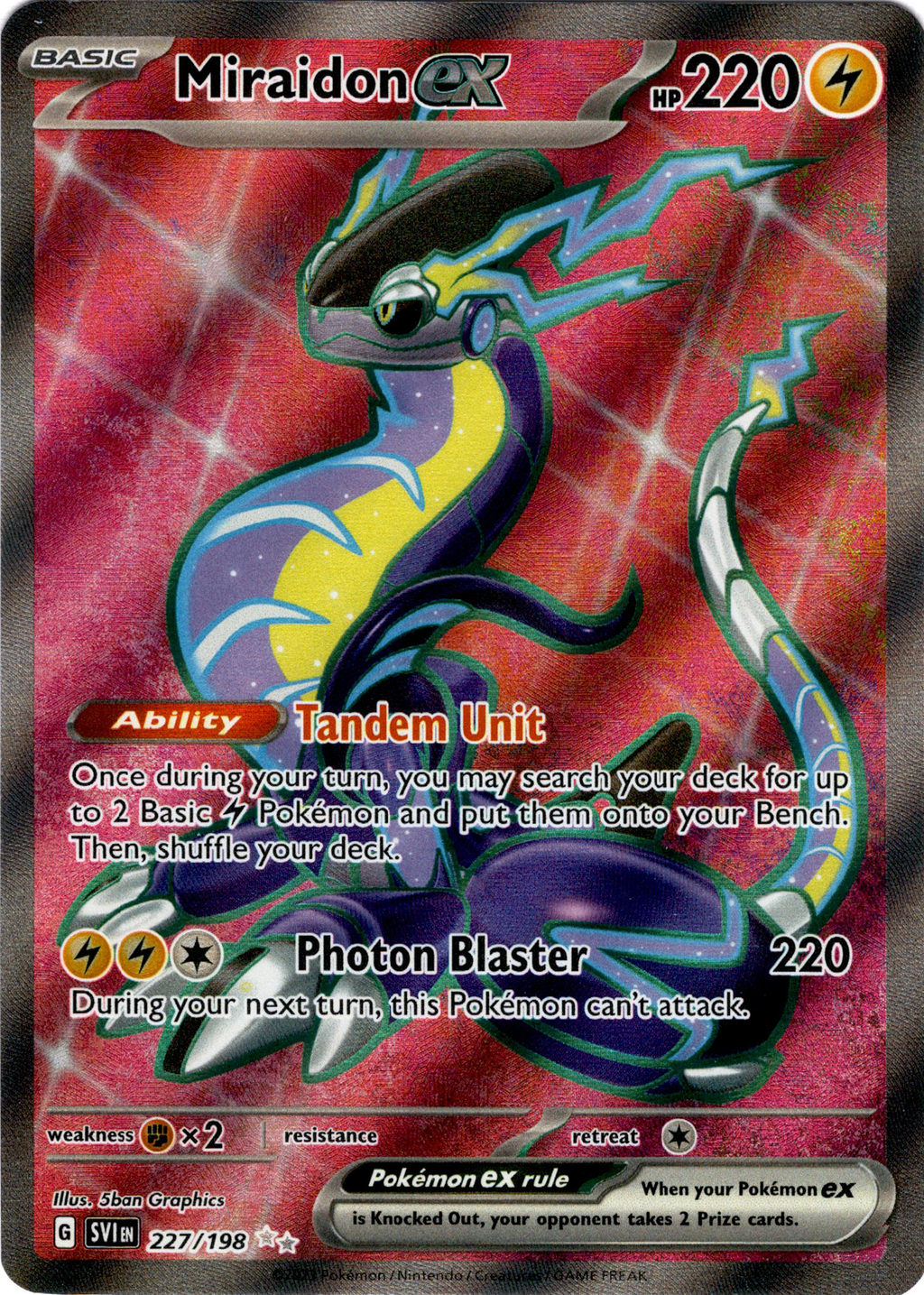 Carta Pokémon Original Miraidon EX 227/198