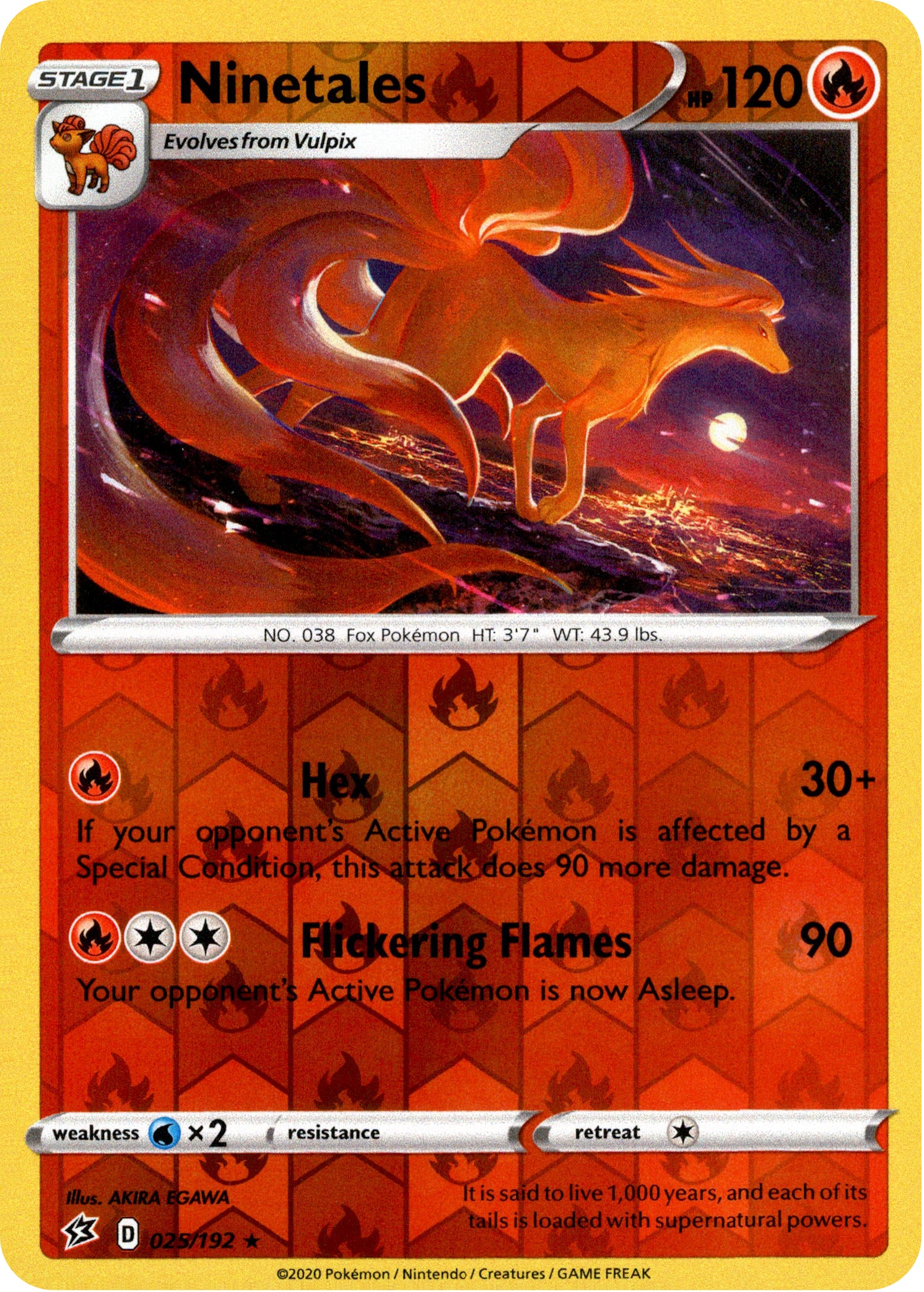 Ninetales - 25/192 - Rebel Clash - Reverse Holo - Card Cavern