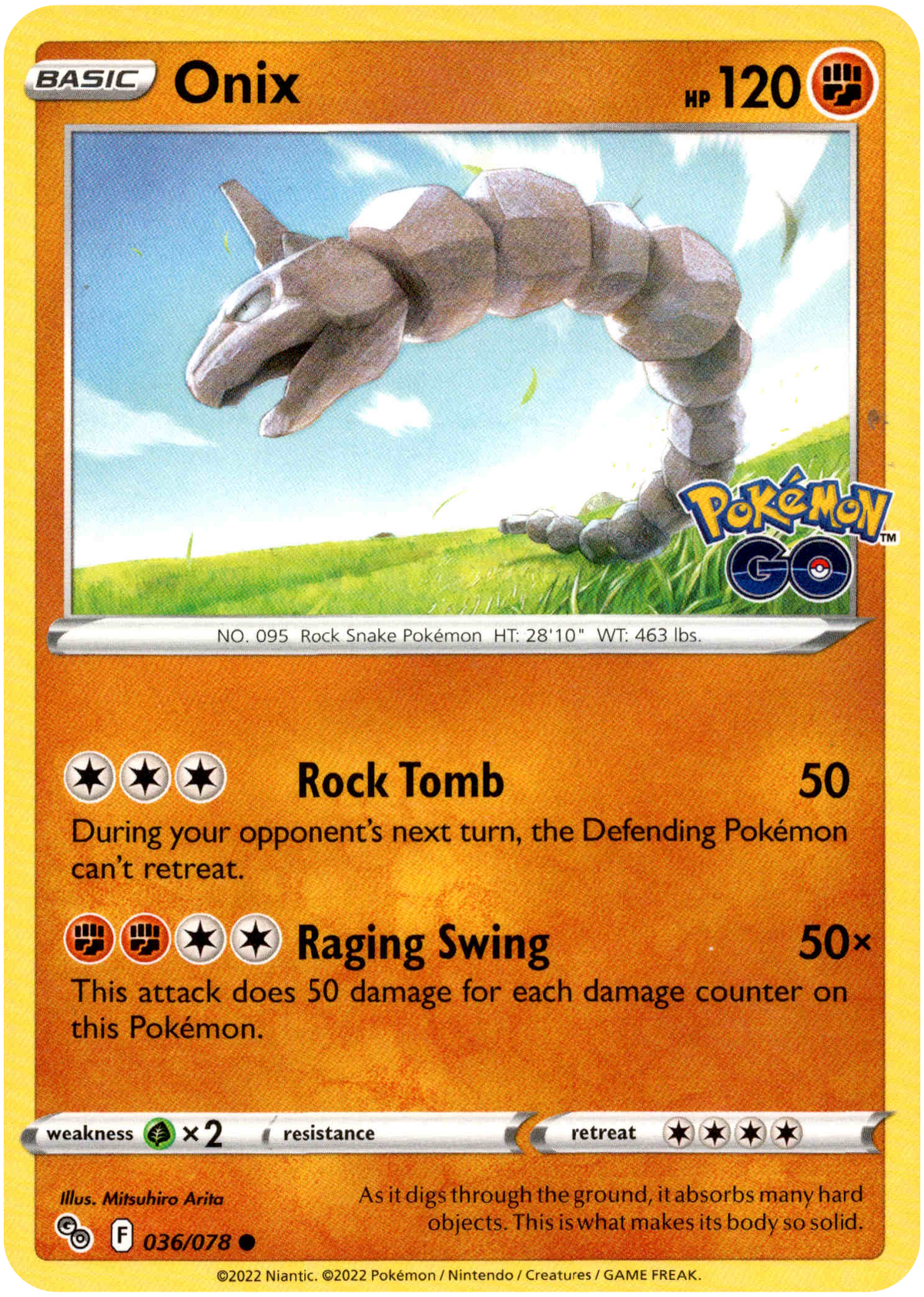 Onix - 036/078 - Pokemon Go - Card Cavern
