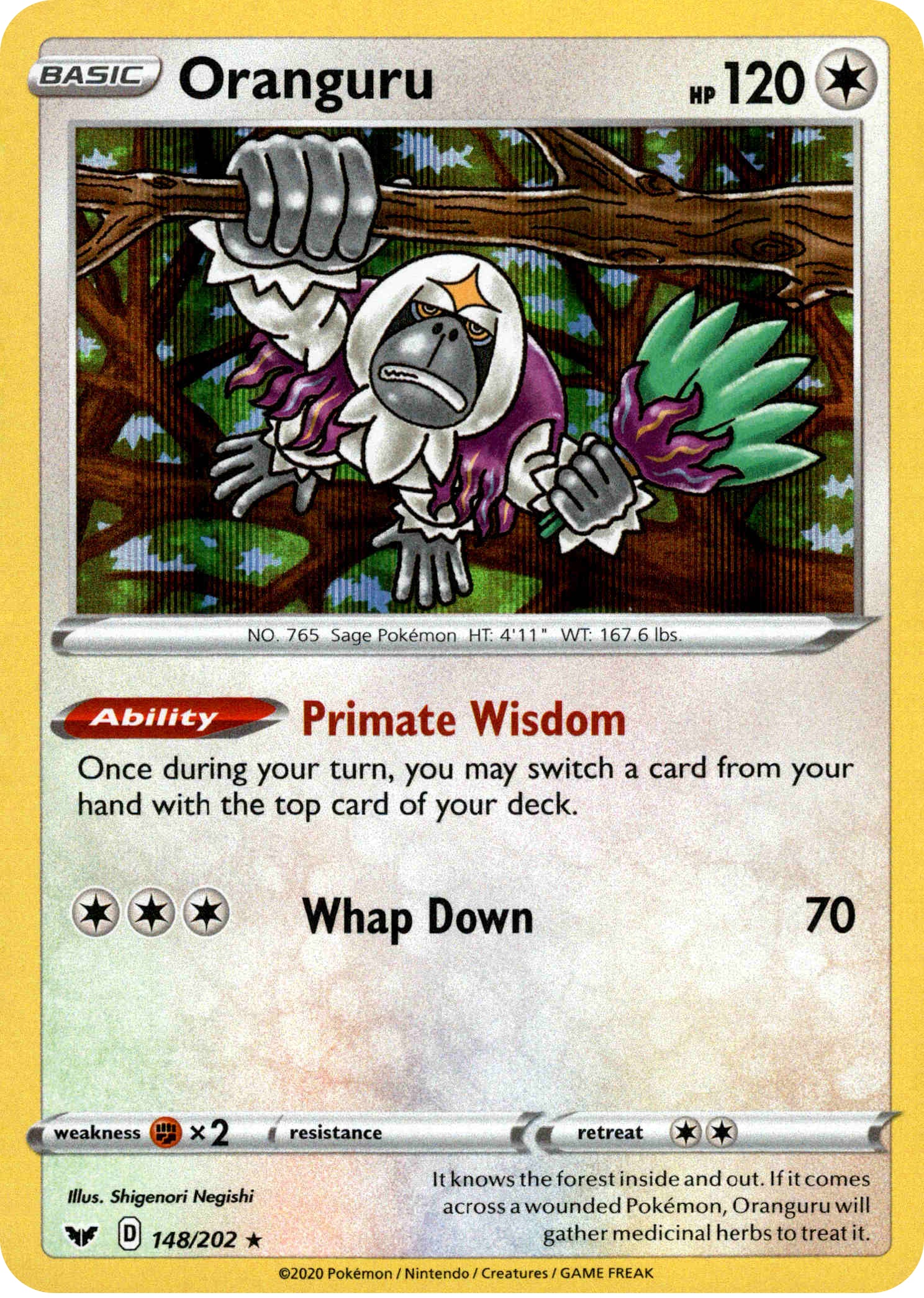 Oranguru - 148/202 - Sword & Shield - Holo - Card Cavern