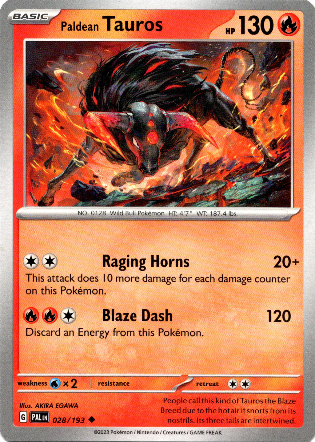 Paldean Tauros - 028/193 - Paldea Evolved Card Cavern Trading Cards, LLC Paldean Tauros - 028/193 - Paldea Evolved Card Cavern Trading Cards, LLC