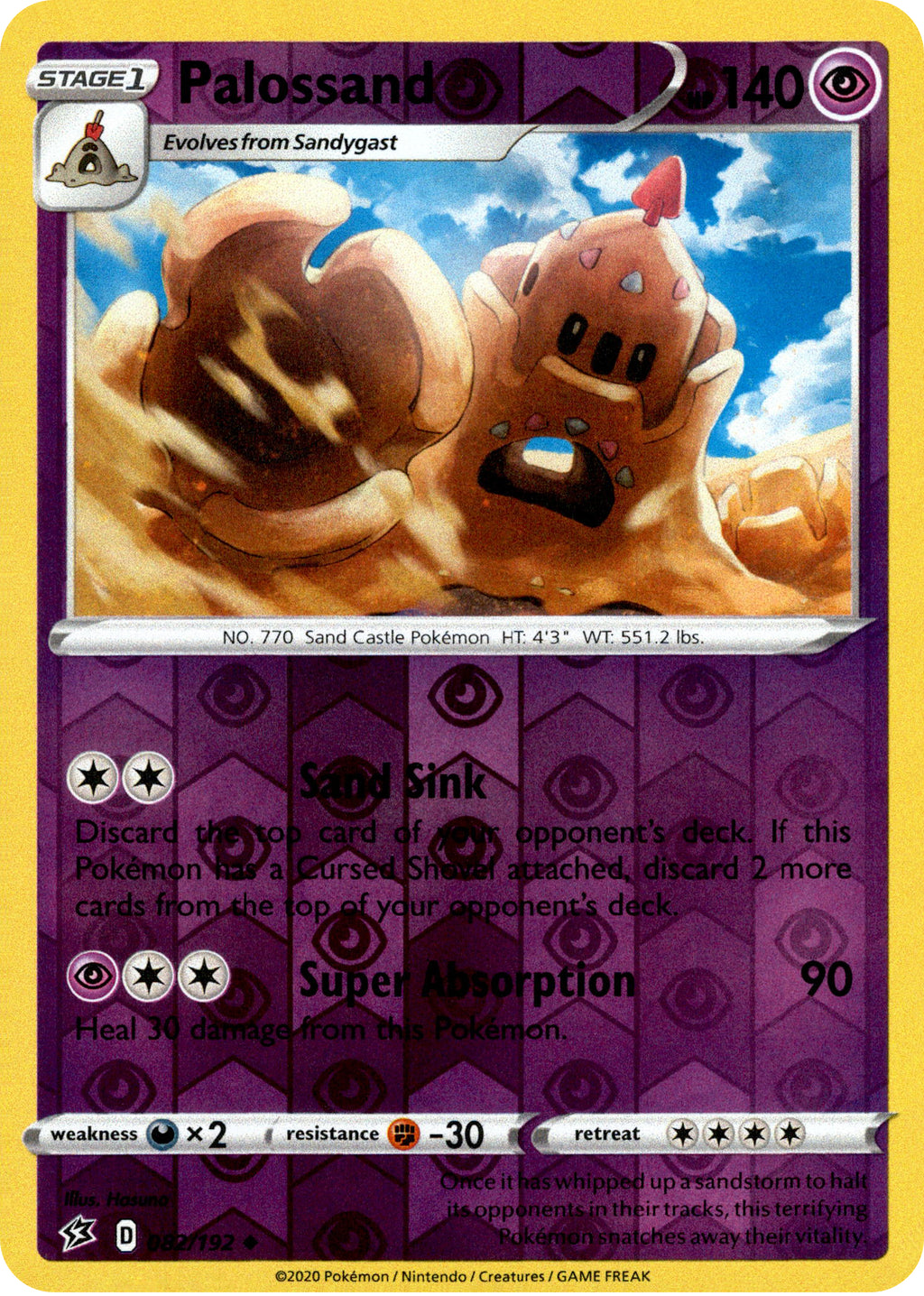 Palossand - 82/192 - Rebel Clash - Reverse Holo  Card Cavern Trading Cards,  LLC