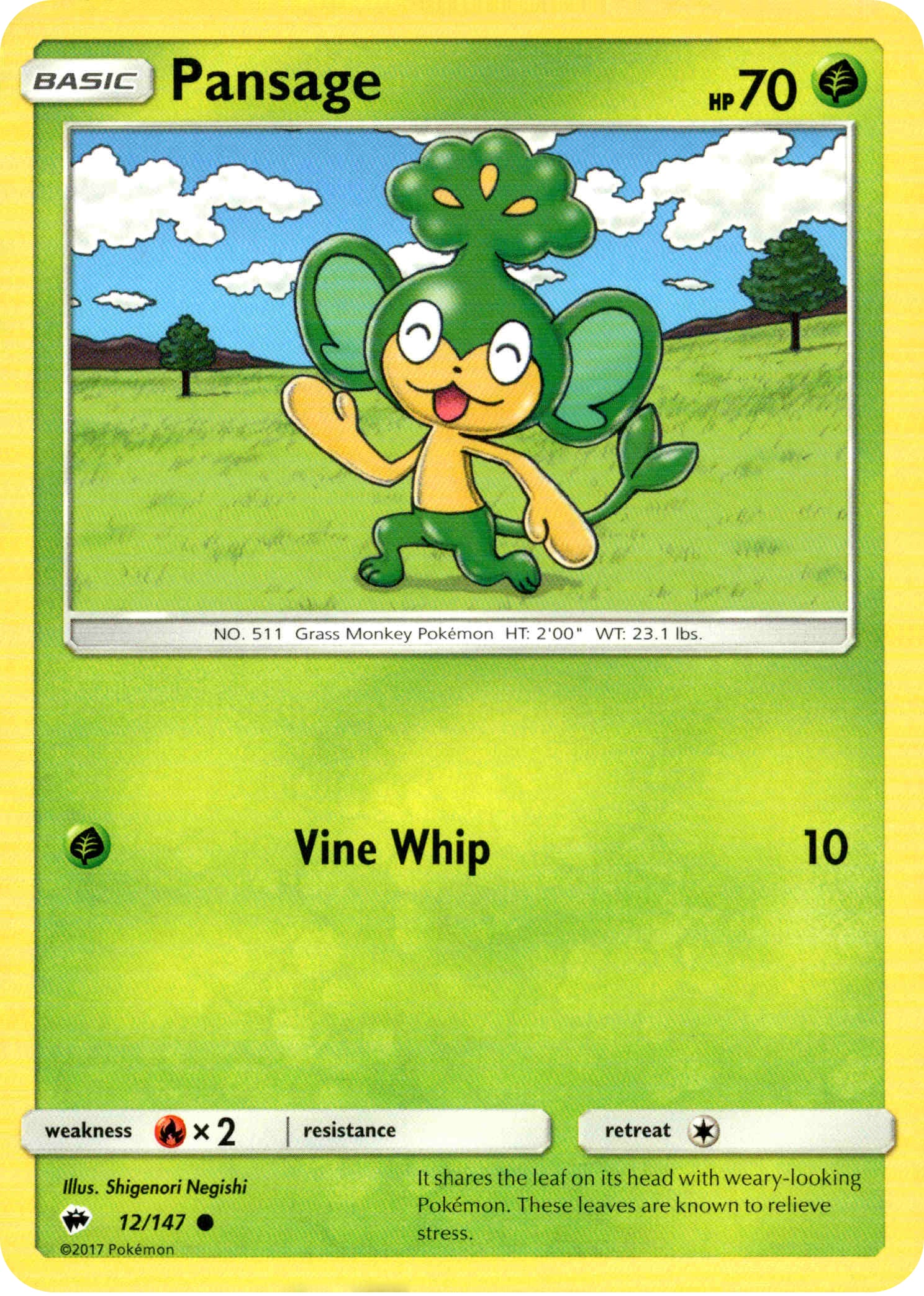 Pansage - 12/147 - Burning Shadows - Card Cavern