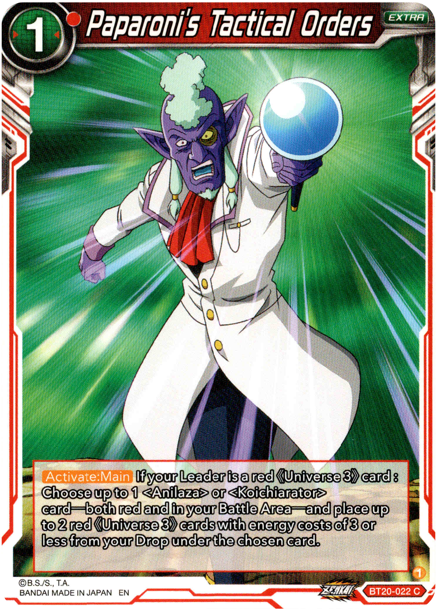Paparoni's Tactical Orders - BT20-022 C - Power Absorbed - Card Cavern
