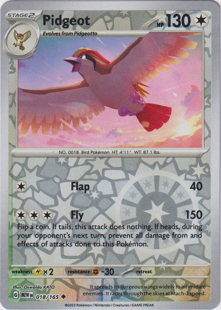 pidgeotto pokemon card Pidgeot - 018/165 - Scarlet & Violet 151