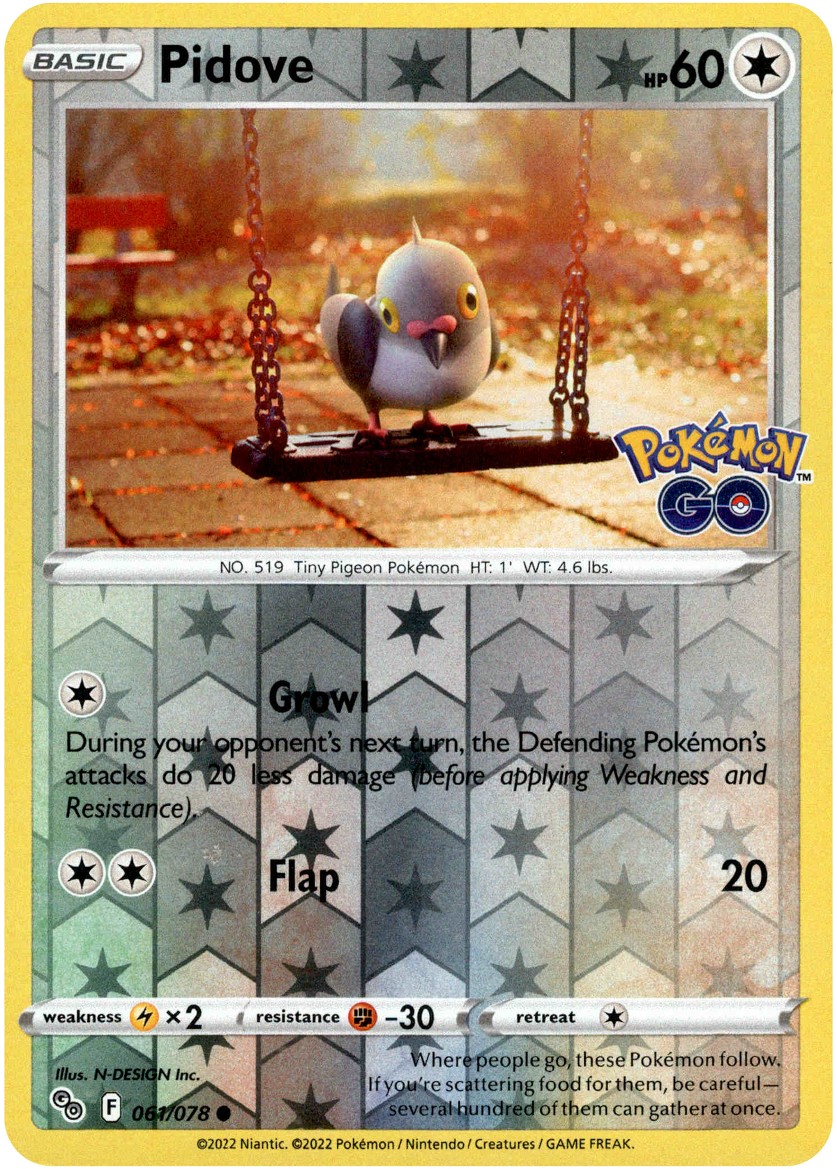 Pidove - 061/078 - Pokemon Go - Reverse Holo - Card Cavern
