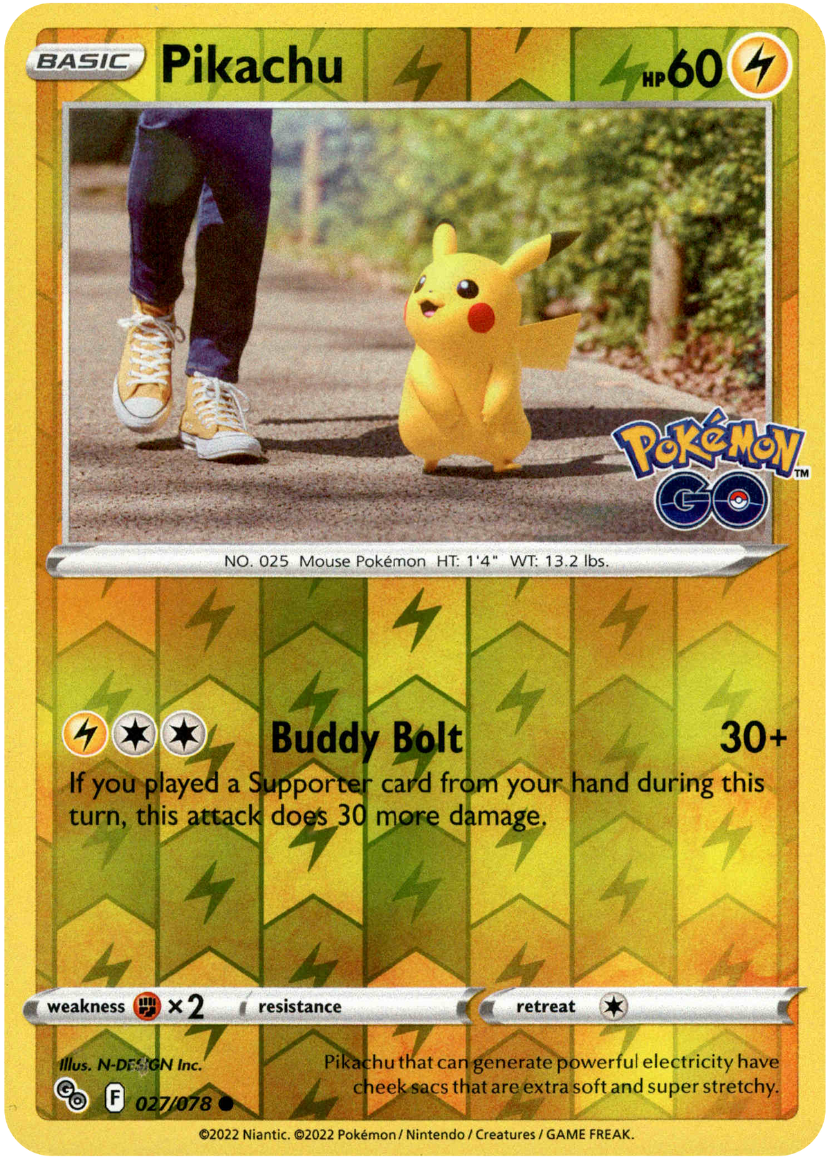 Pikachu - 027/078 - Pokemon Go - Reverse Holo - Card Cavern