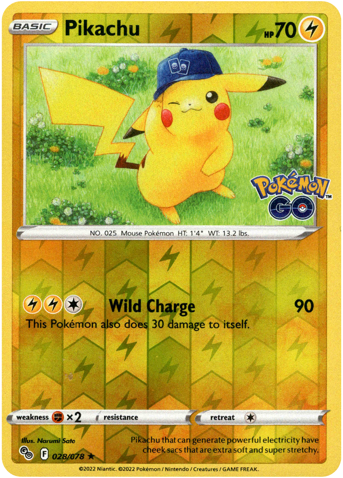 Pikachu - 028/078 - Pokemon Go - Reverse Holo - Card Cavern