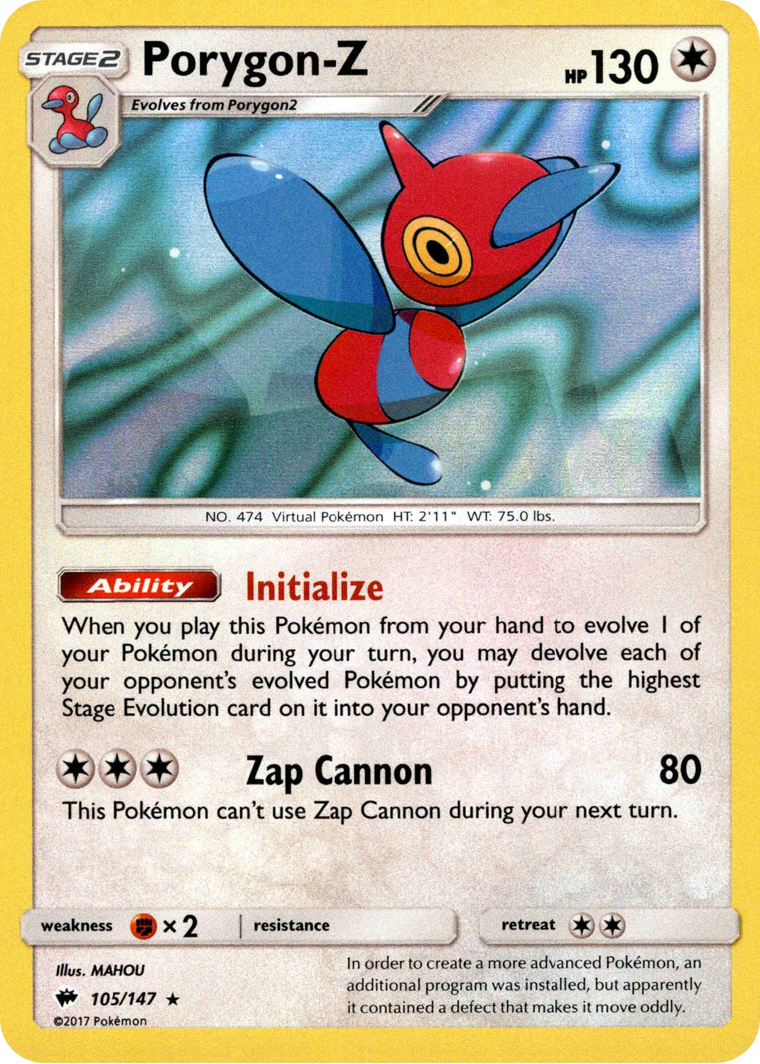 Porygon-Z - 105/147 - Burning Shadows - Holo - Card Cavern