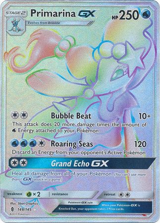 Primarina GX Hyper Rare - 149/145 - Guardians Rising - Holo - Card Cavern