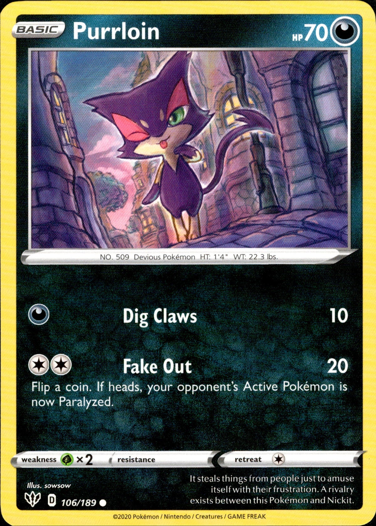 Purrloin - 106/189 - Darkness Ablaze - Card Cavern