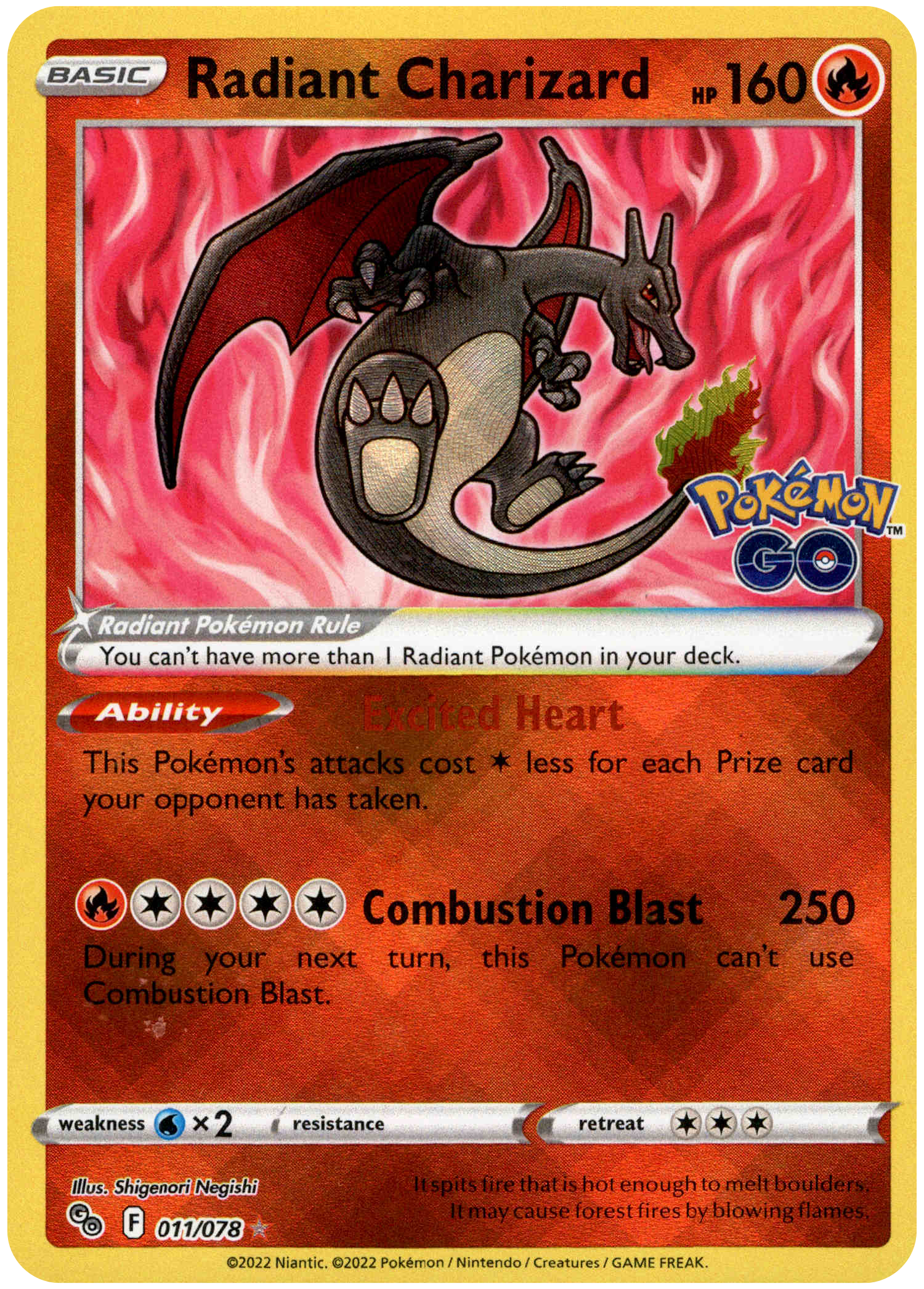 Radiant Charizard - 011/078 - Pokemon Go - Holo - Card Cavern