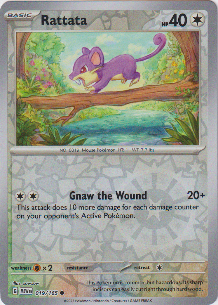 Rattata - 019/165 - Scarlet & Violet 151 - Reverse Holo Card Cavern Trading Cards, LLC Rattata - 019/165 - Scarlet & Violet 151 - Reverse Holo Card Cavern Trading Cards, LLC