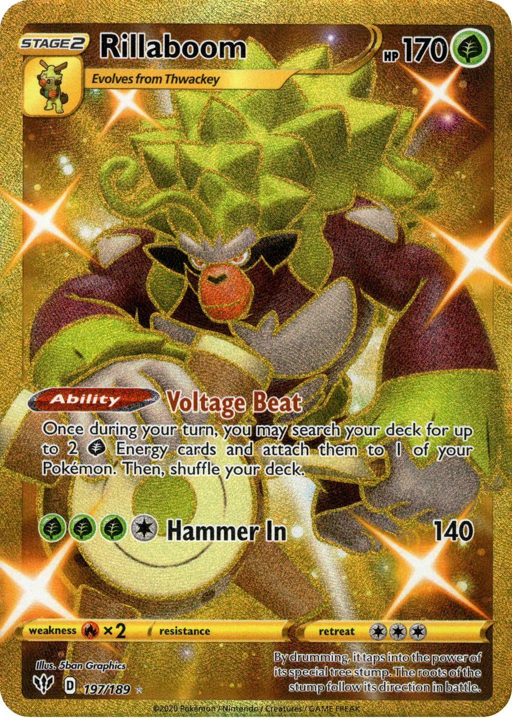 Rillaboom Secret Rare - 197/189 - Darkness Ablaze