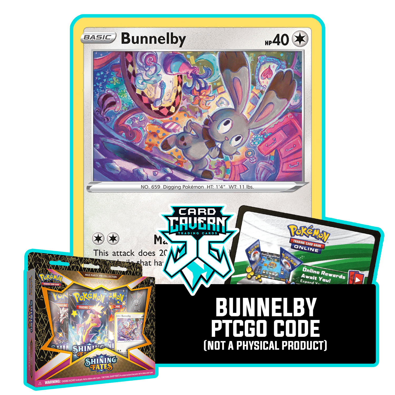 Mad Party Collection - Bunnelby SWSH082 - PTCGL Code - Card Cavern