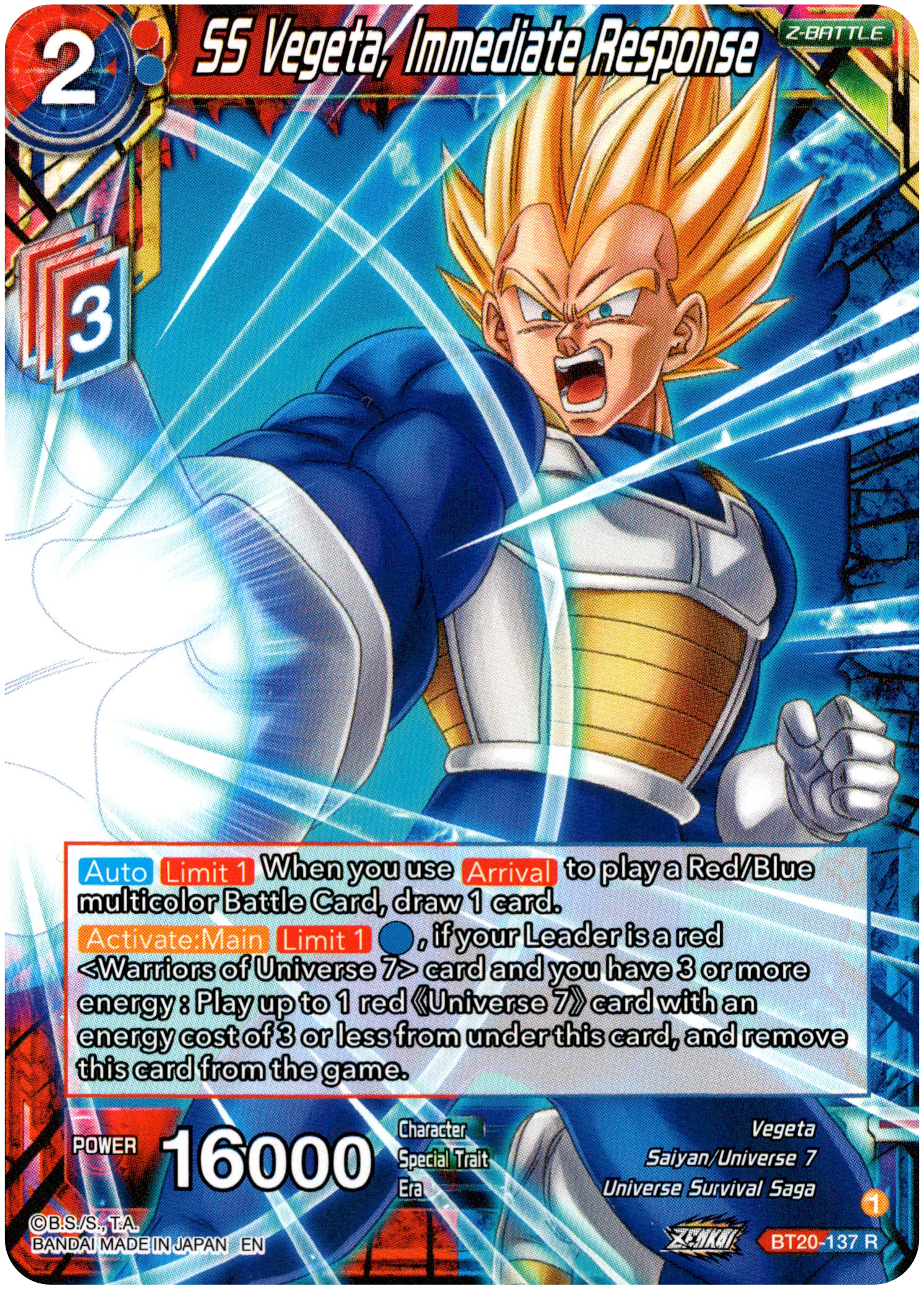 SS Vegeta, Immediate Response - BT20-137 R - Power Absorbed - Card Cavern