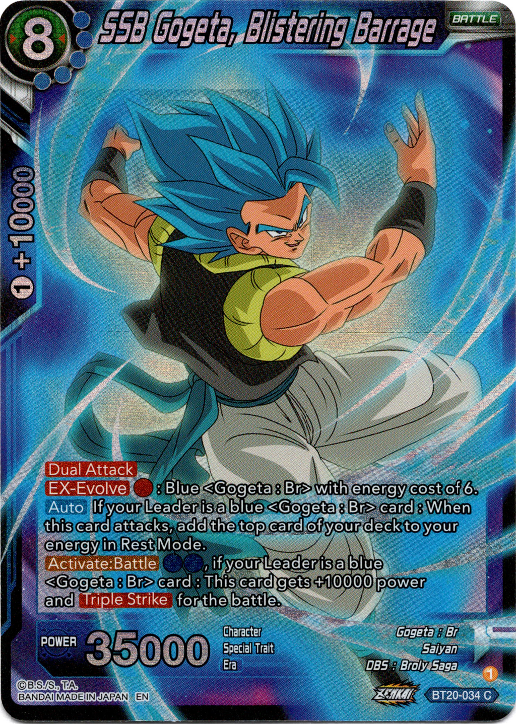 SSB Gogeta, Blistering Barrage - BT20-034 C - Power Absorbed