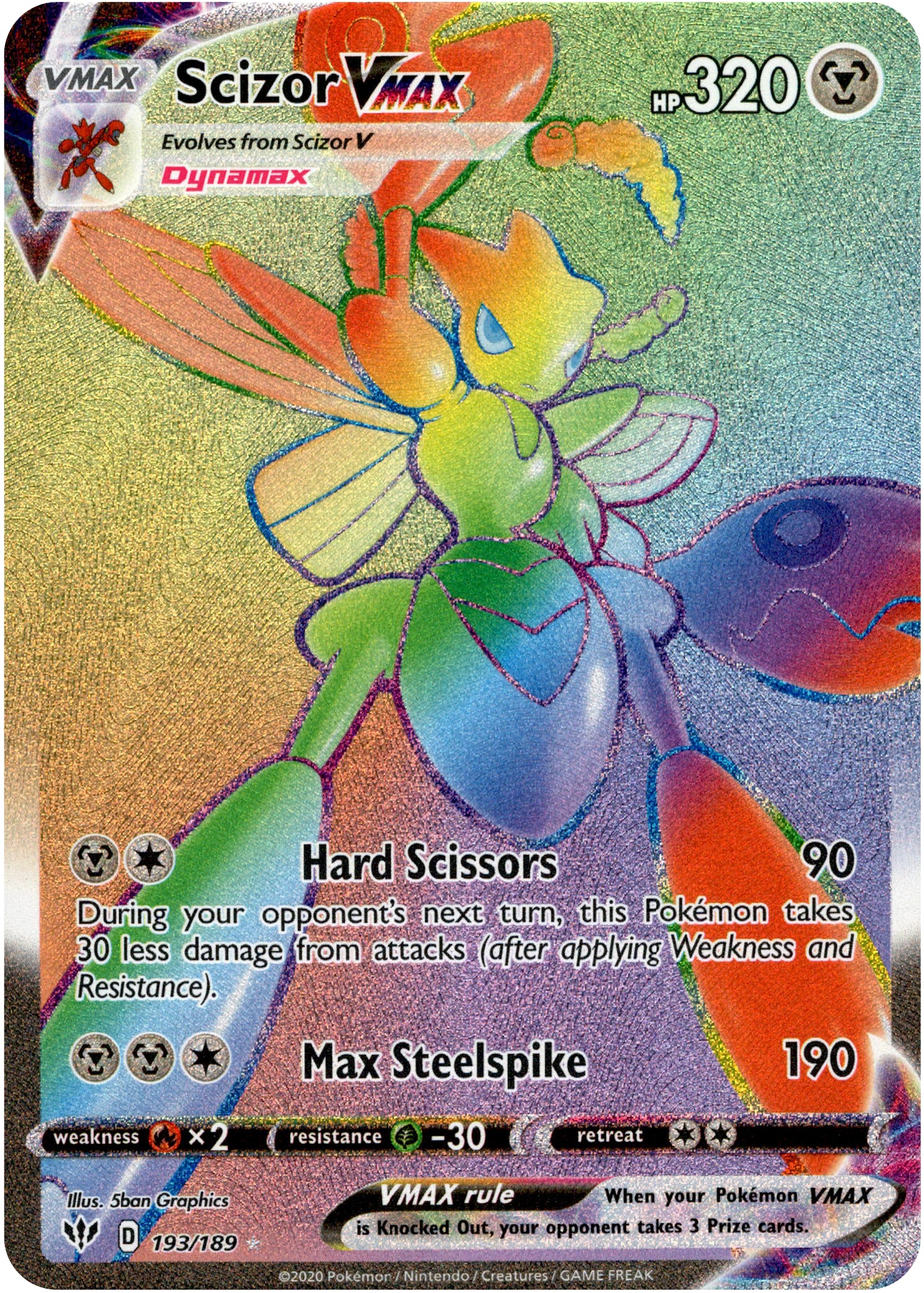 Scizor VMAX Hyper Rare - 193/189 - Darkness Ablaze - Holo - Card Cavern