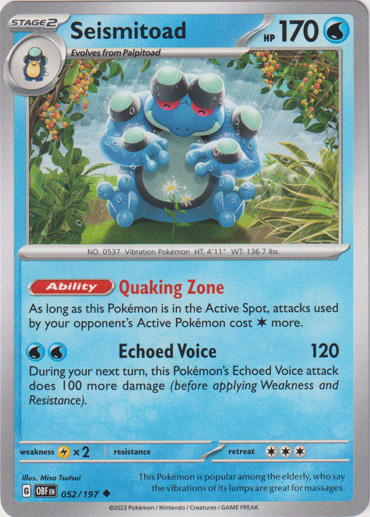 Seismitoad - 052/197 - Obsidian Flames - Card Cavern