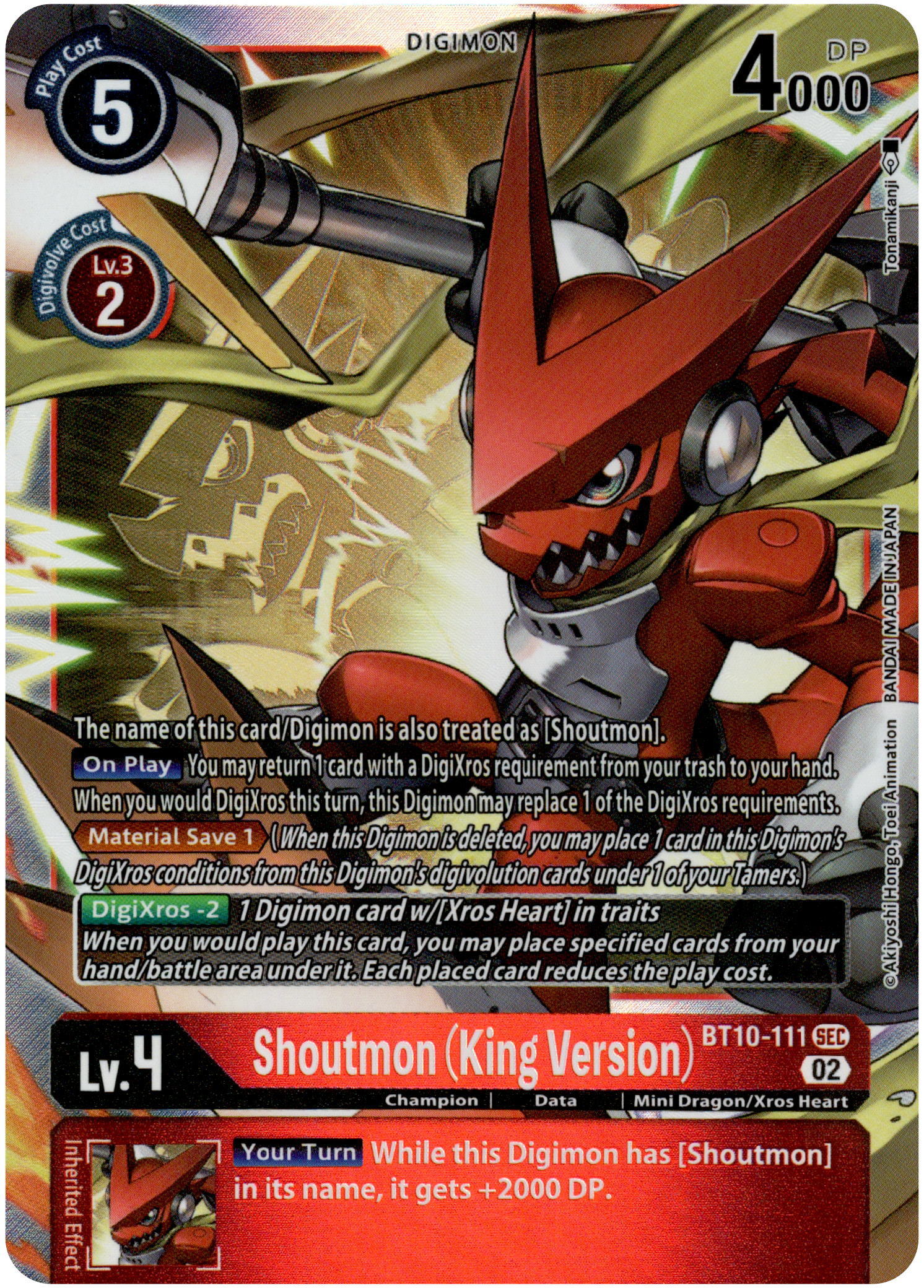 Shoutmon (King Version) - BT10-111 SEC - Xros Encounter - Foil - Card Cavern