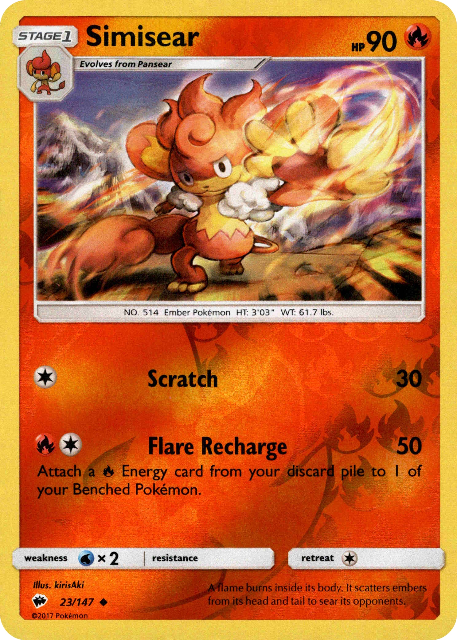 Simisear - 23/147 - Burning Shadows - Reverse Holo - Card Cavern