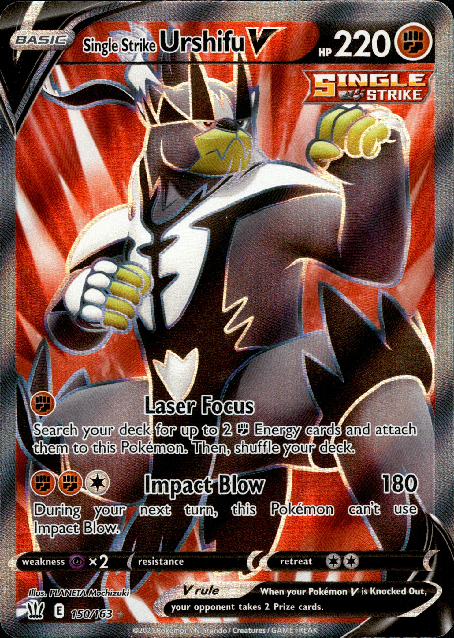 Single Strike Urshifu V Full Art - 150/163 - Battle Styles - Holo - Card Cavern