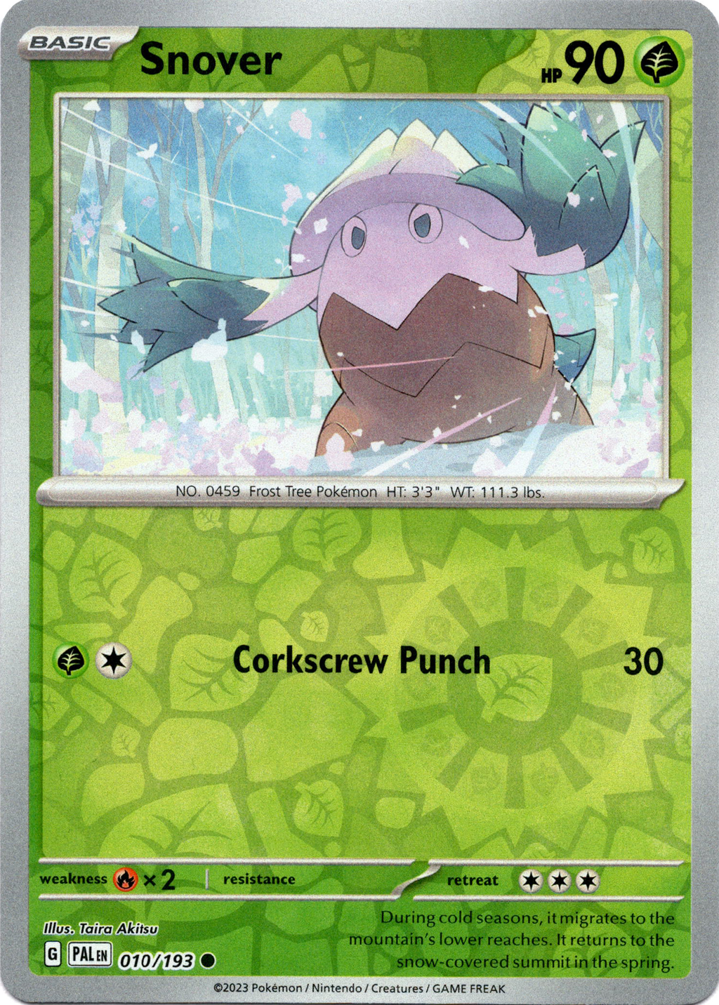 pokemon card snover AR (67/63) - Mega Symphonia (m1S) Features Snover Pokemon - Scarlet & Violet