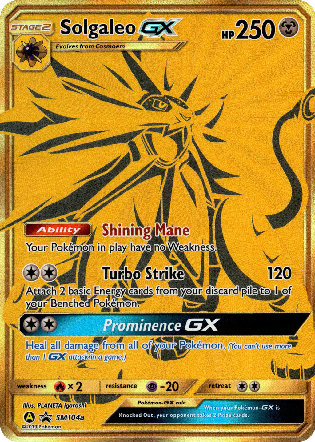 Carta Pokémon Tcg: Solgaleo-gx Sm104a Gold Português + Brind em