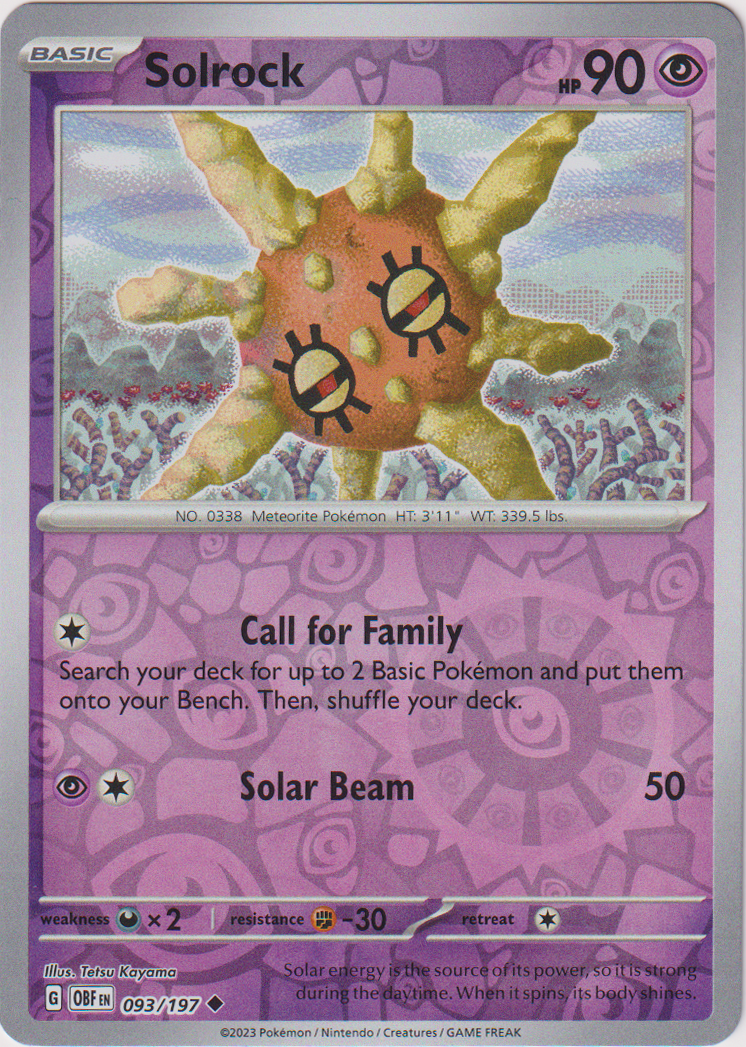 Solrock - 093/197 - Obsidian Flames - Reverse Holo - Card Cavern
