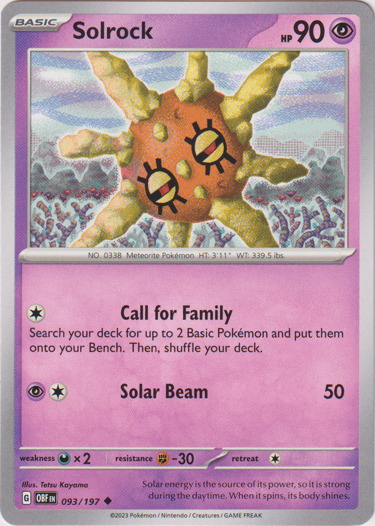 Solrock - 093/197 - Obsidian Flames - Card Cavern