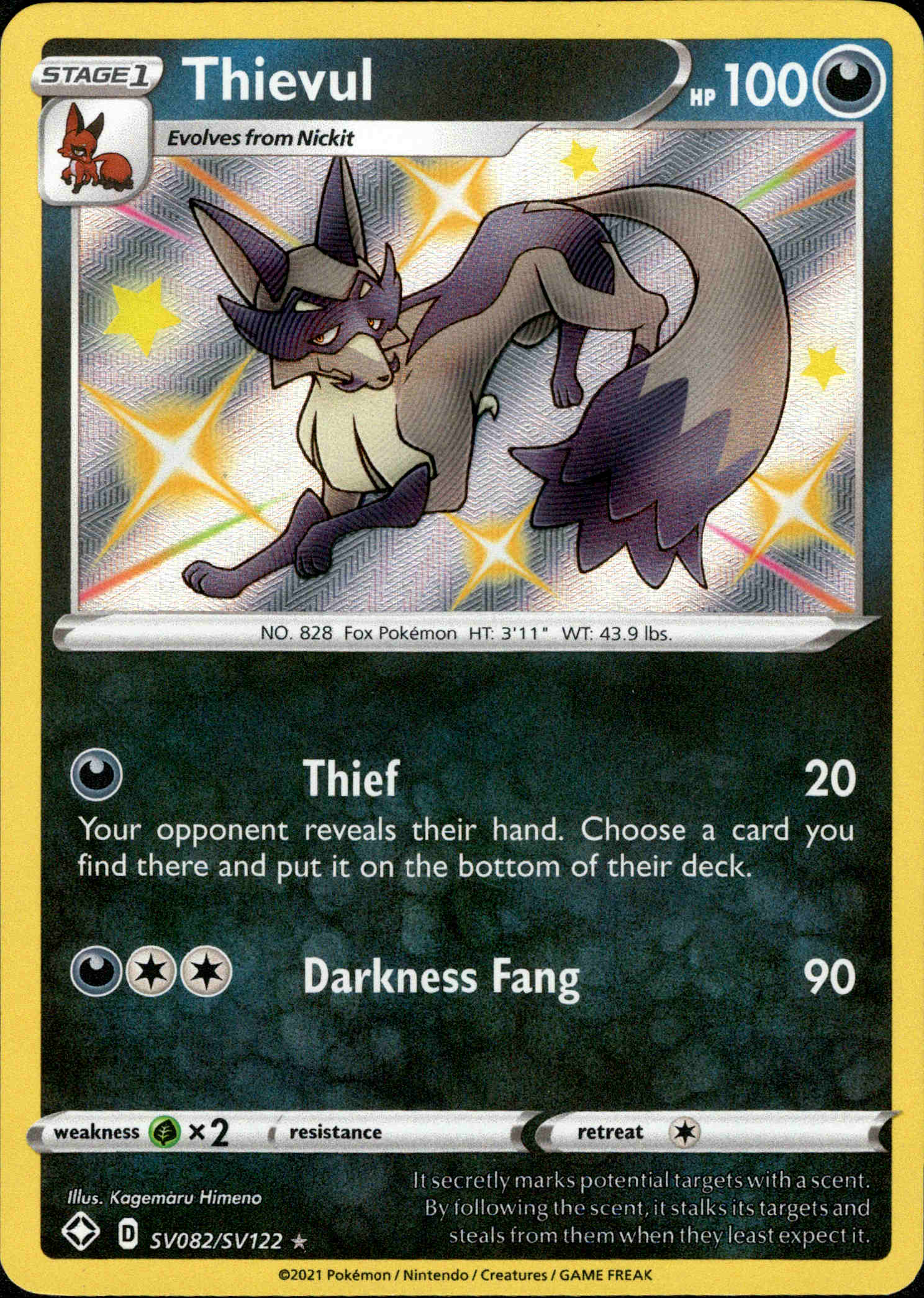 Thievul - SV082/SV122 - Shining Fates - Holo - Card Cavern