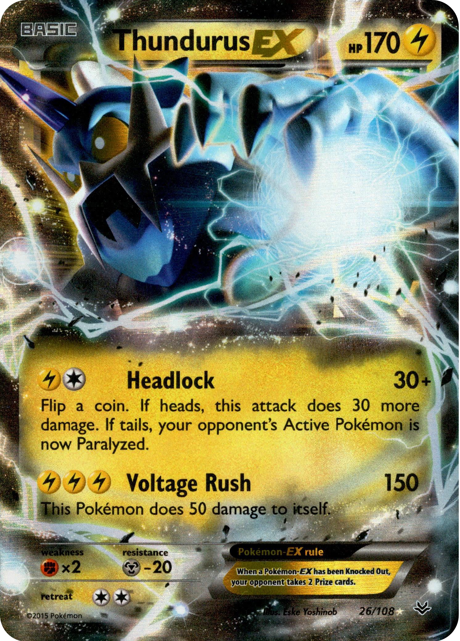Thundurus EX - 26/108 - Roaring Skies - Holo - Card Cavern