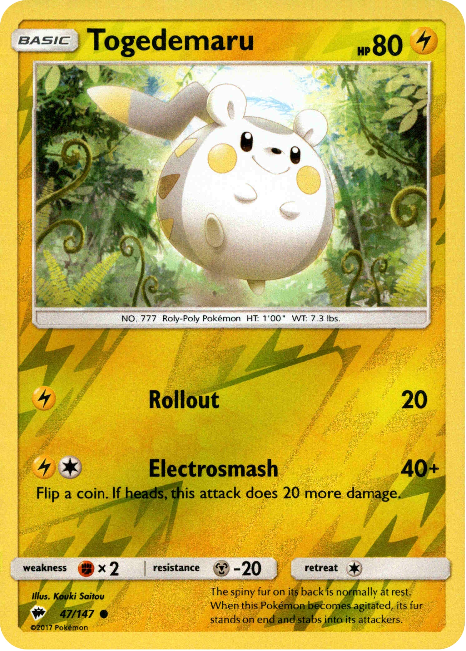 Togedemaru - 47/147 - Burning Shadows - Reverse Holo - Card Cavern