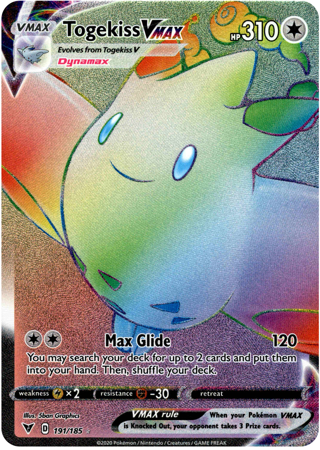 Togekiss VMAX Hyper Rare - 191/185 - Vivid Voltage - Holo Card Cavern Trading Cards, LLC Togekiss VMAX Hyper Rare - 191/185 - Vivid Voltage - Holo Card Cavern Trading Cards, LLC