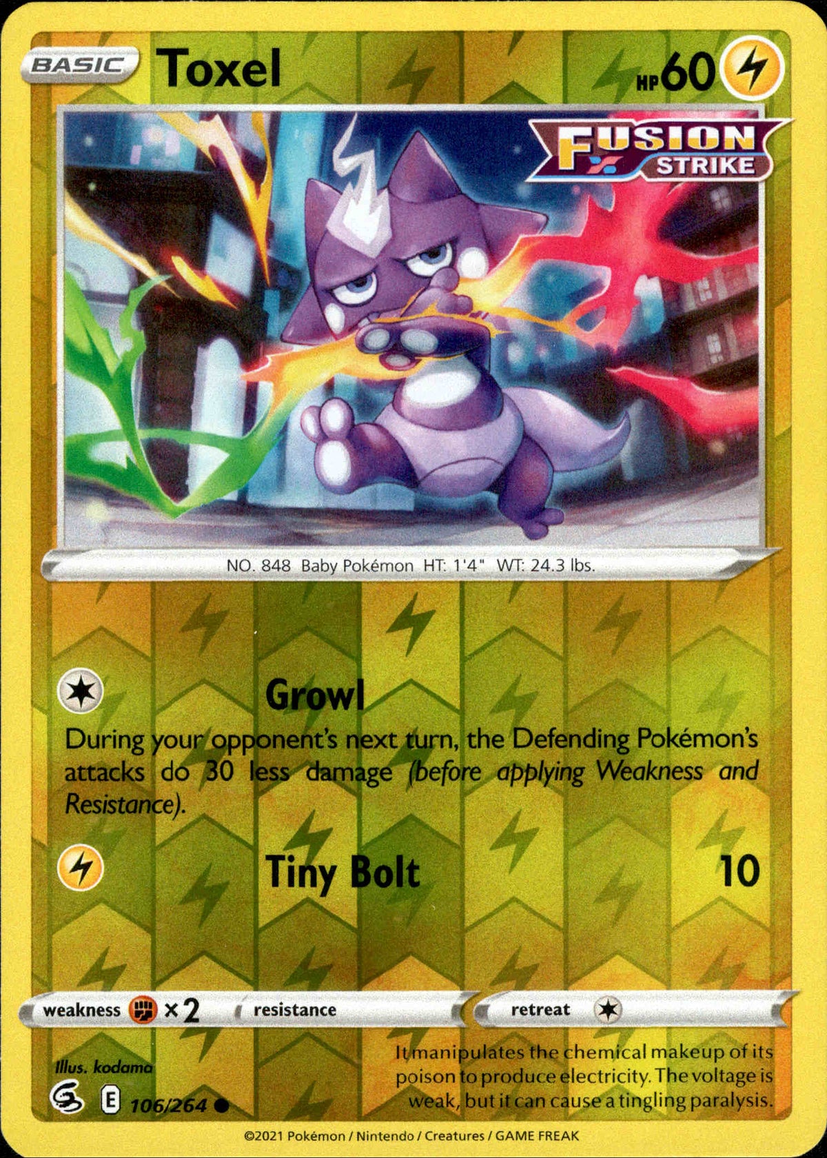 Toxel - 106/264 - Fusion Strike - Reverse Holo - Card Cavern