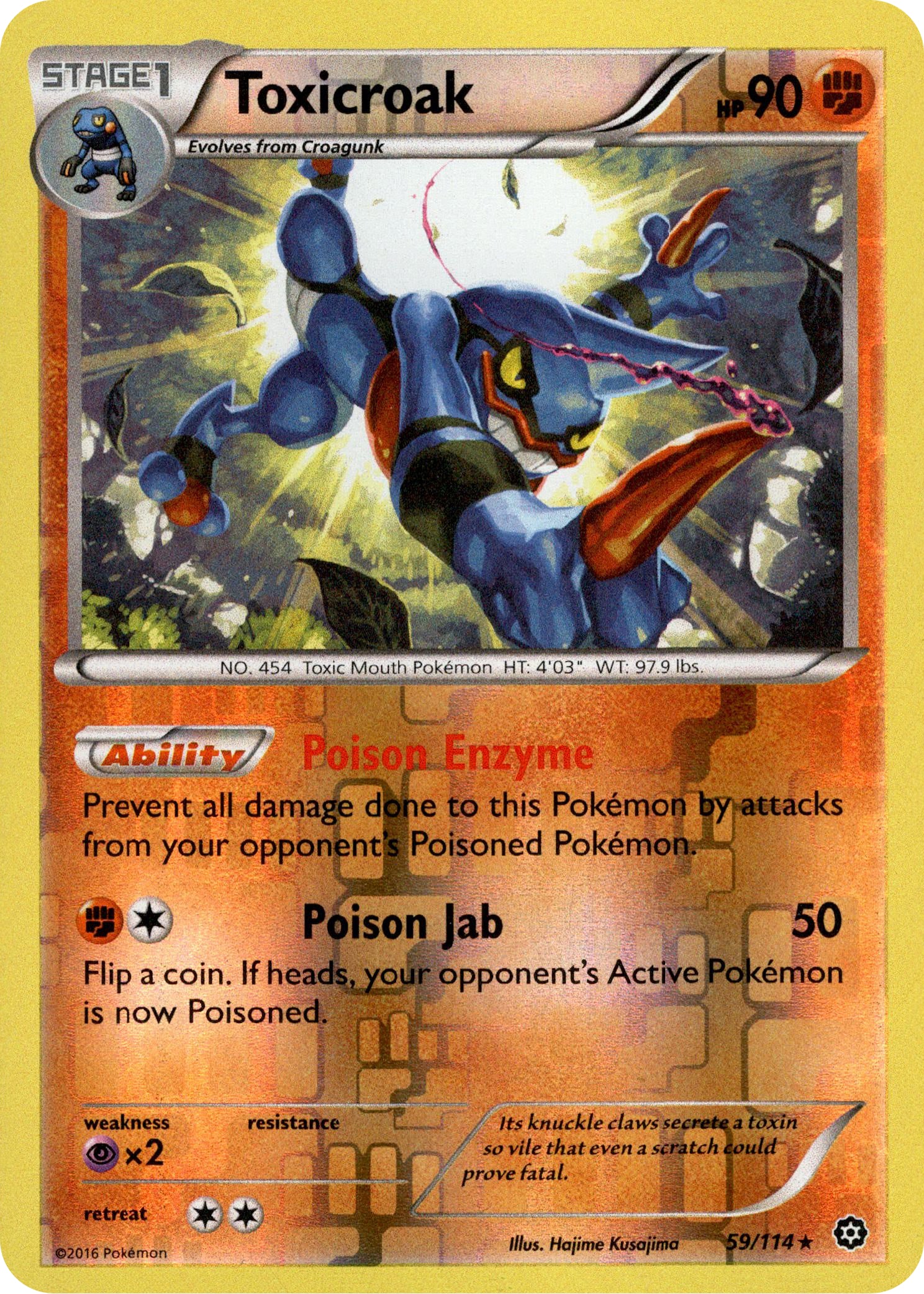 Toxicroak - 59/114 - Steam Siege - Reverse Holo - Card Cavern