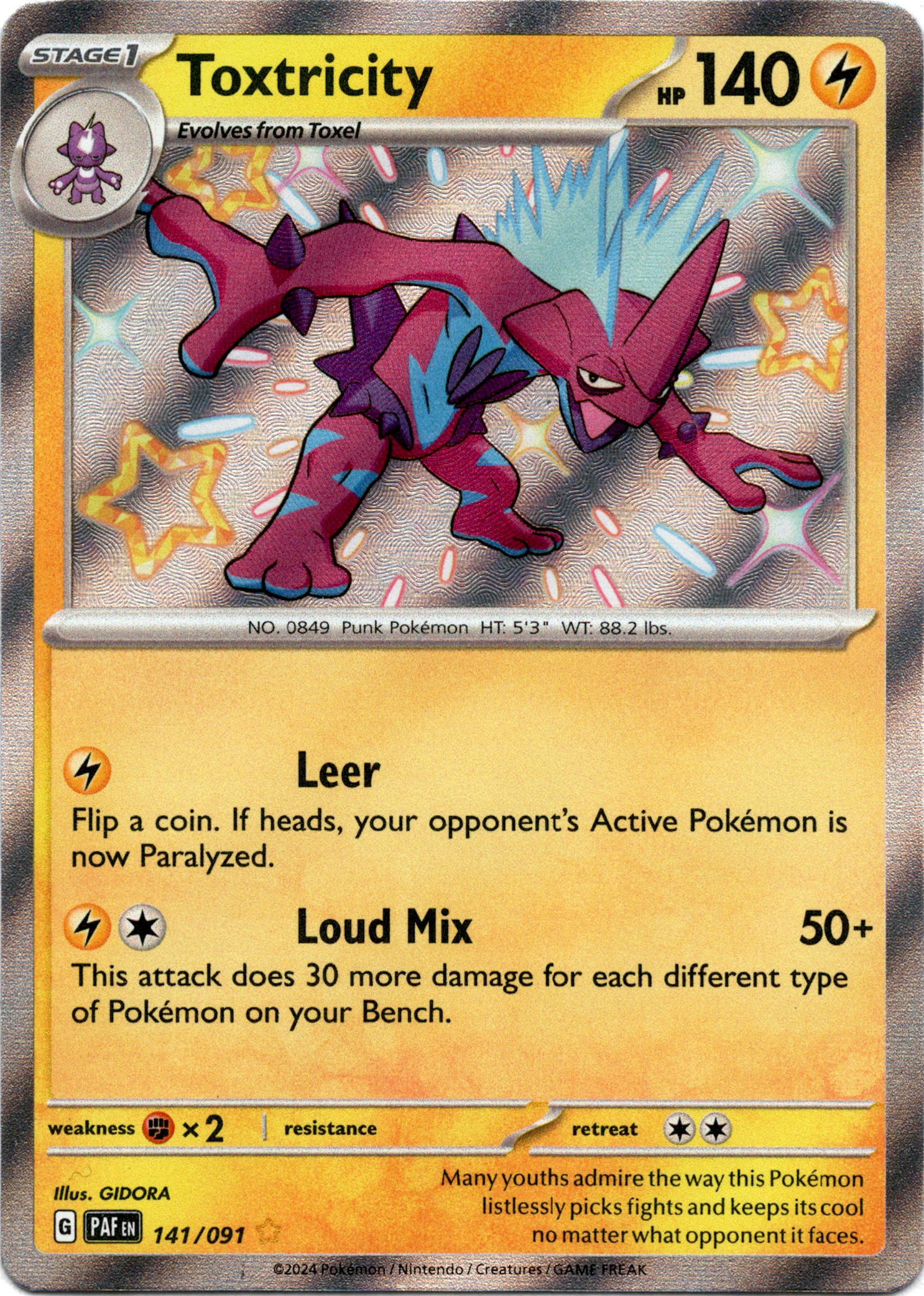 Toxtricity - 141/091 - Paldean Fates - Holo - Card Cavern