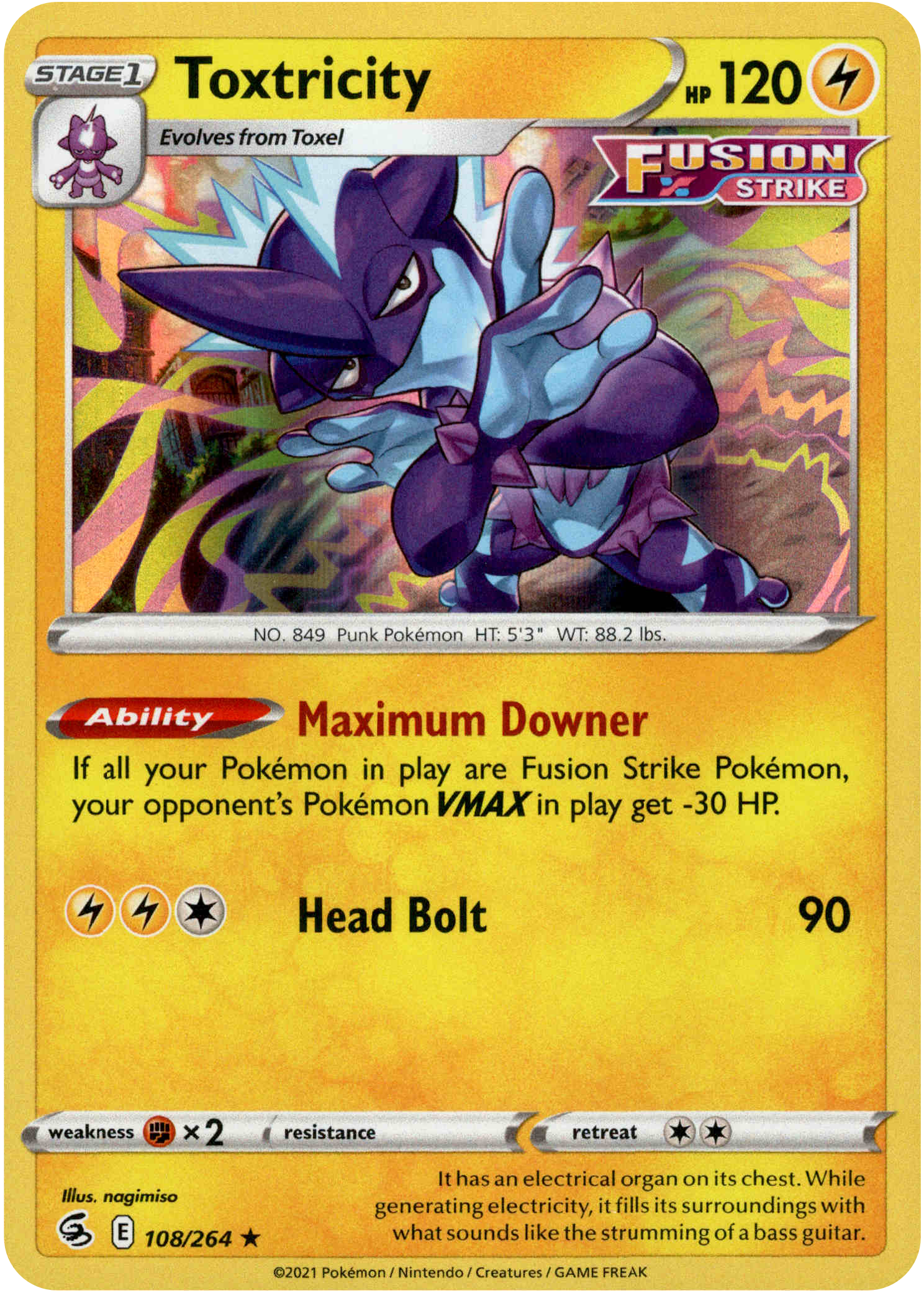 Toxtricity - 108/264 - Fusion Strike - Holo - Card Cavern