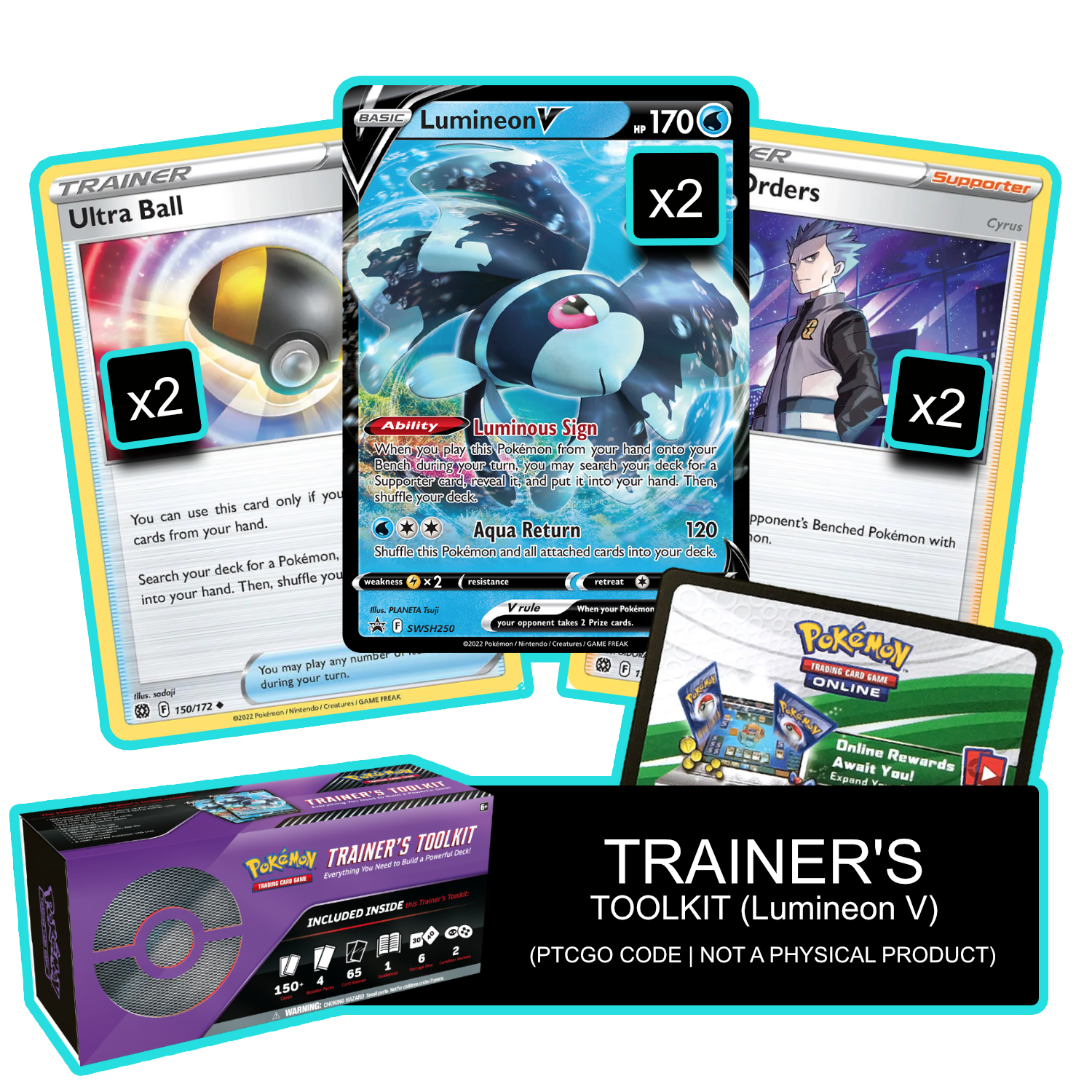 Trainer's Toolkit - Lumineon V, Boss's Orders, & More - PTCGO Code - Card Cavern