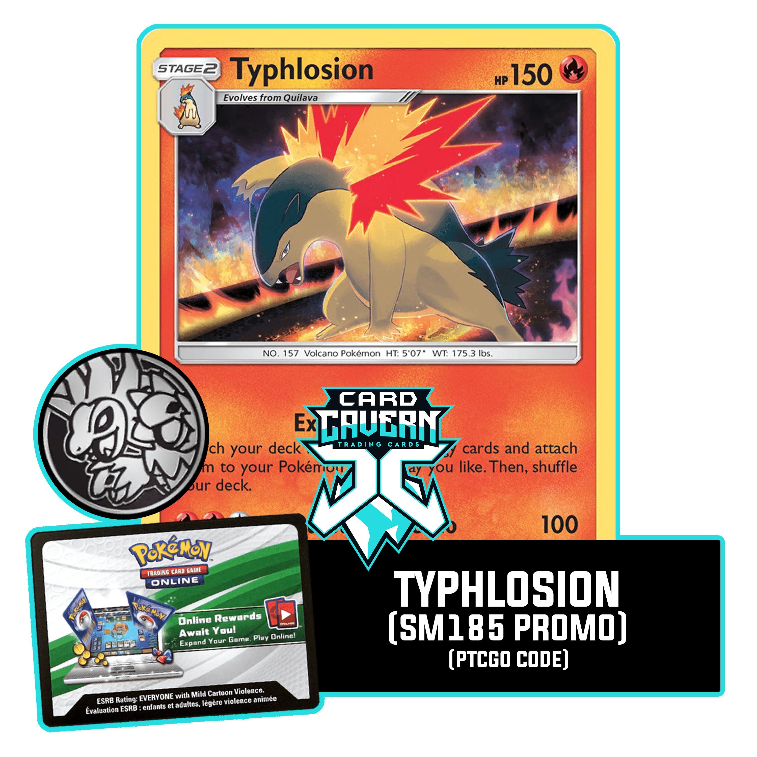 Typhlosion SM185 PTCGO Code - Card Cavern