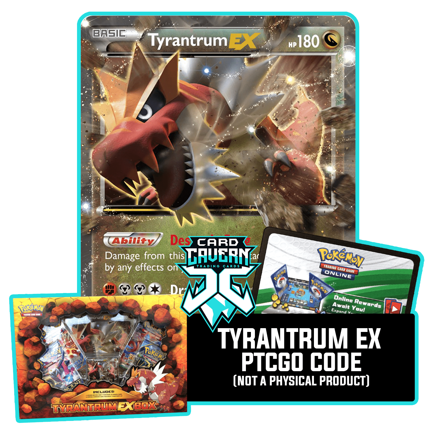 tyrantrum ex pokemon card XY70 PTCGO Code Prophecy Final Fantasy FF Grimoire Black Star Promos Type Size:24x18 in / 60x45 cm