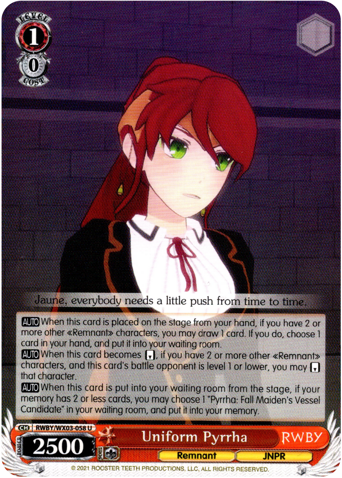 Uniform Pyrrha - RWBY/WX03-058 - RWBY - Card Cavern