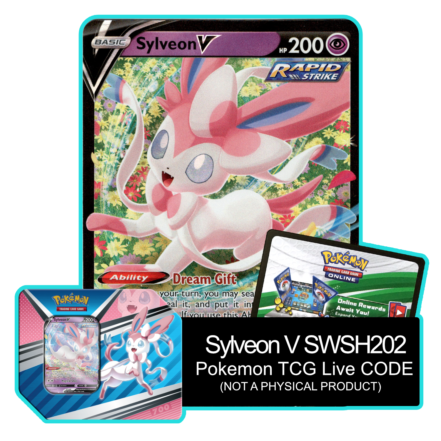 V Heroes Tin: Sylveon V SWSH202 - Pokemon TCG Live Code - Card Cavern
