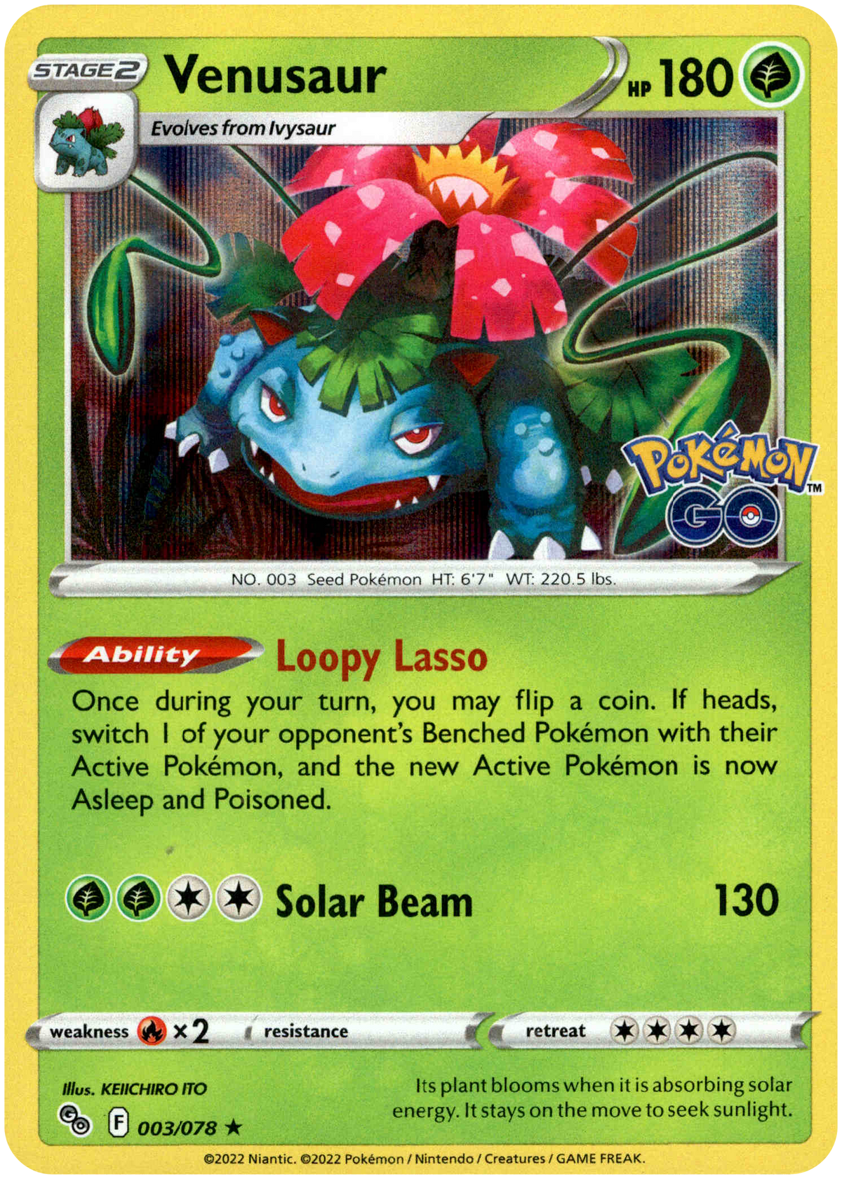 Venusaur - 003/078 - Pokemon Go - Holo - Card Cavern