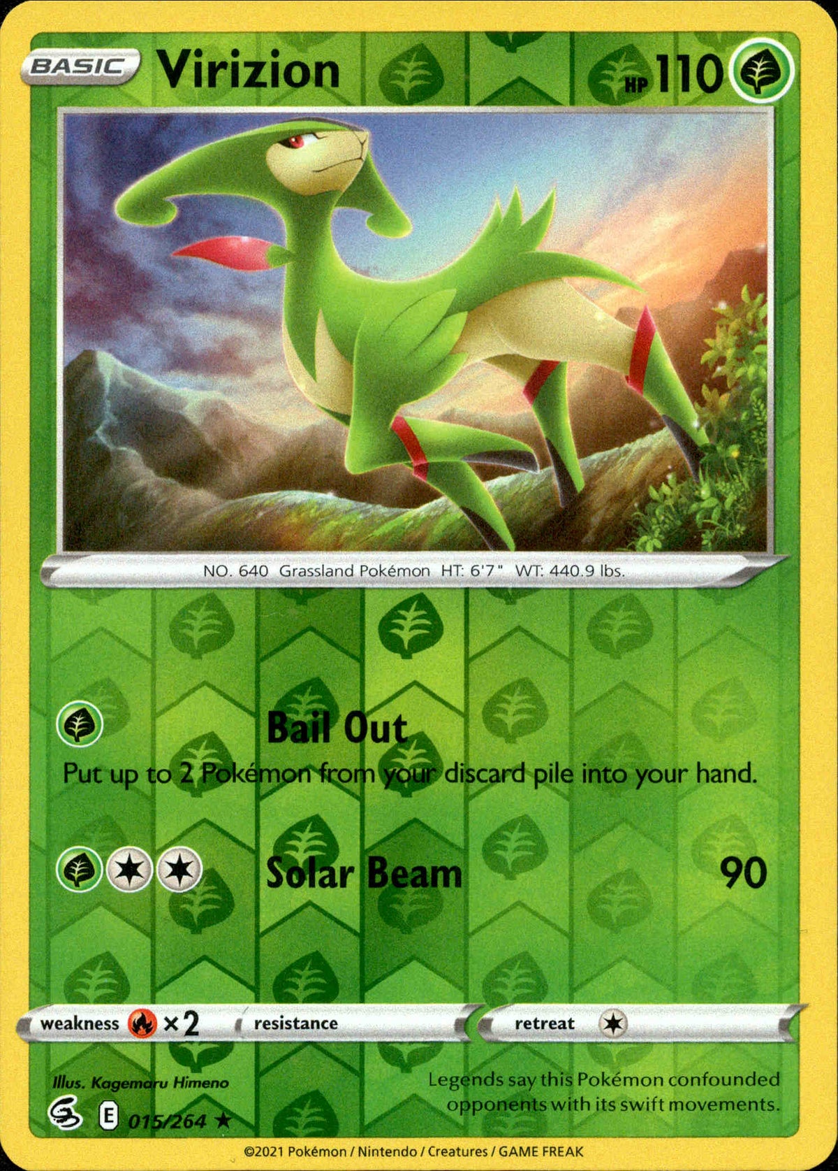 Virizion - 015/264 - Fusion Strike - Reverse Holo - Card Cavern